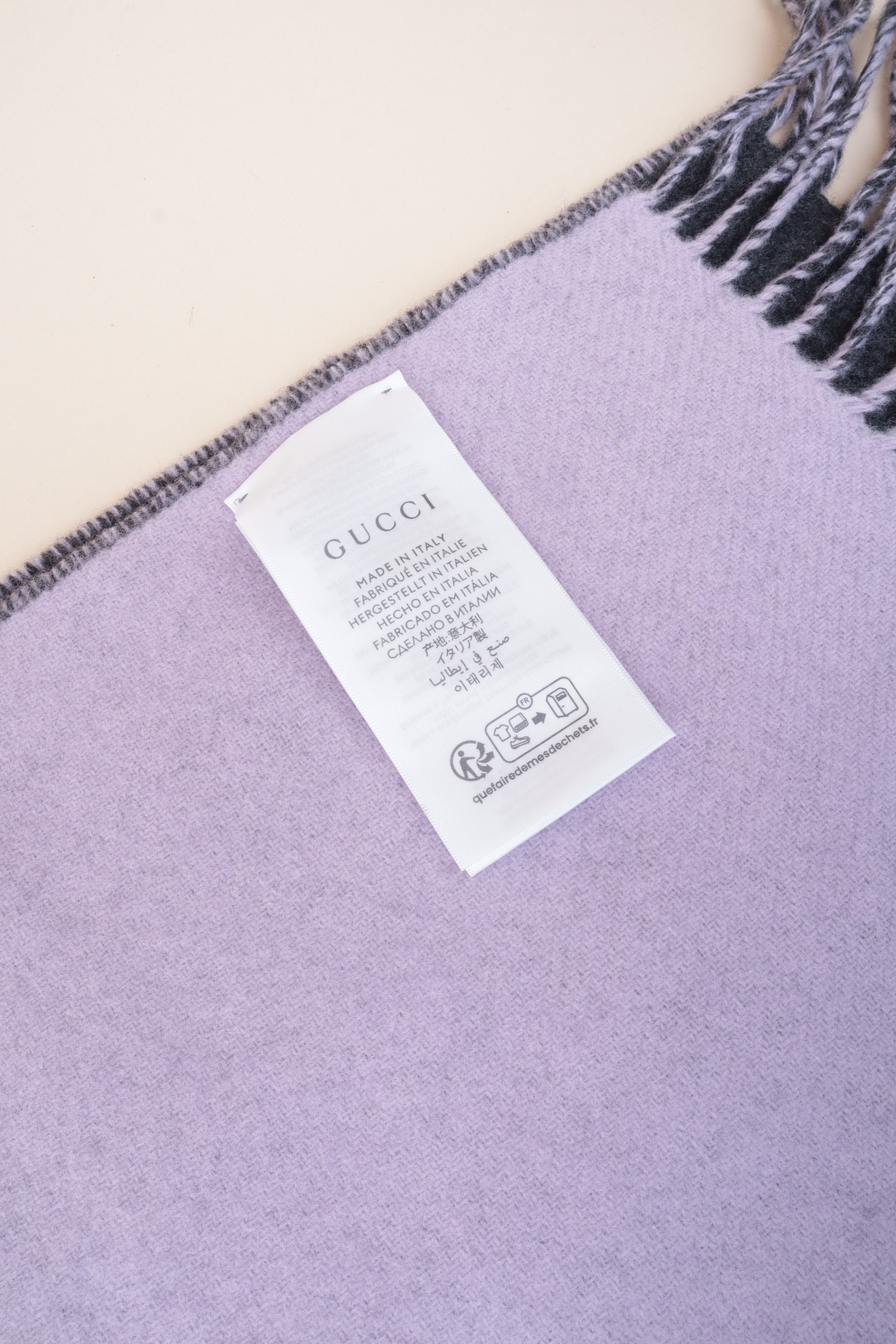gucci wool cashmere scarf grey& purple
