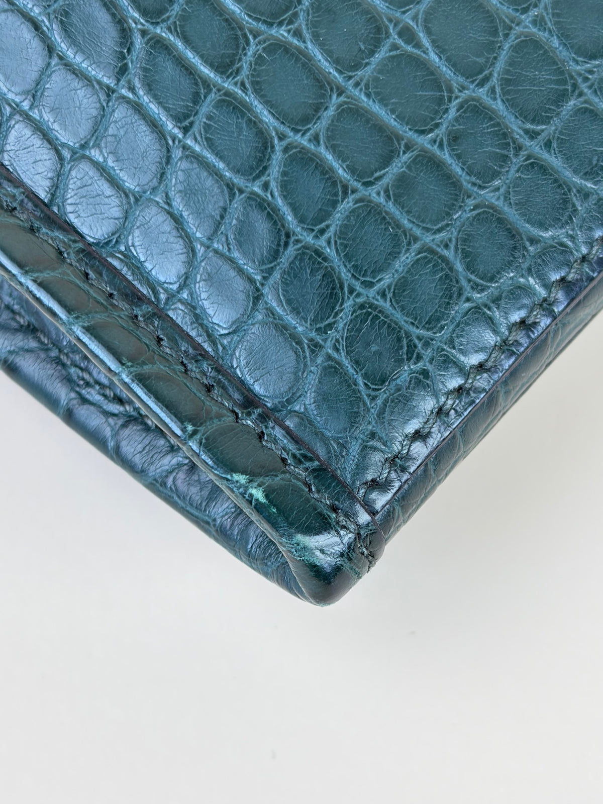 Hermes matte alligator jige duo clutch cactus vert titien