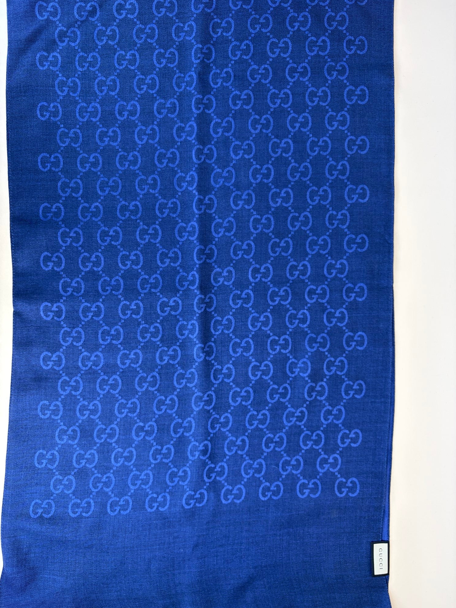 Gucci Blue GG Wool Silk Scarf