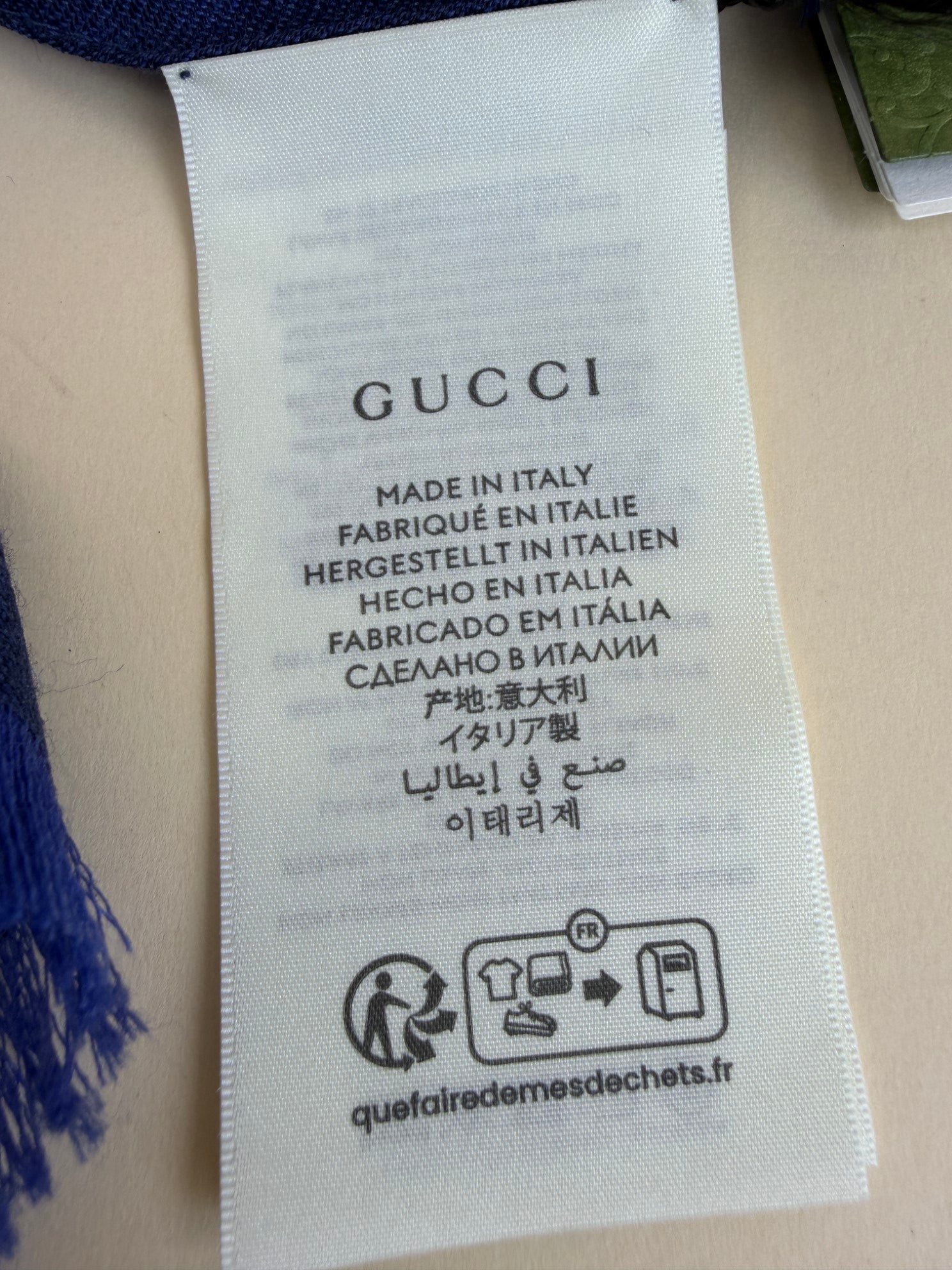 Gucci Blue GG Wool Silk Scarf