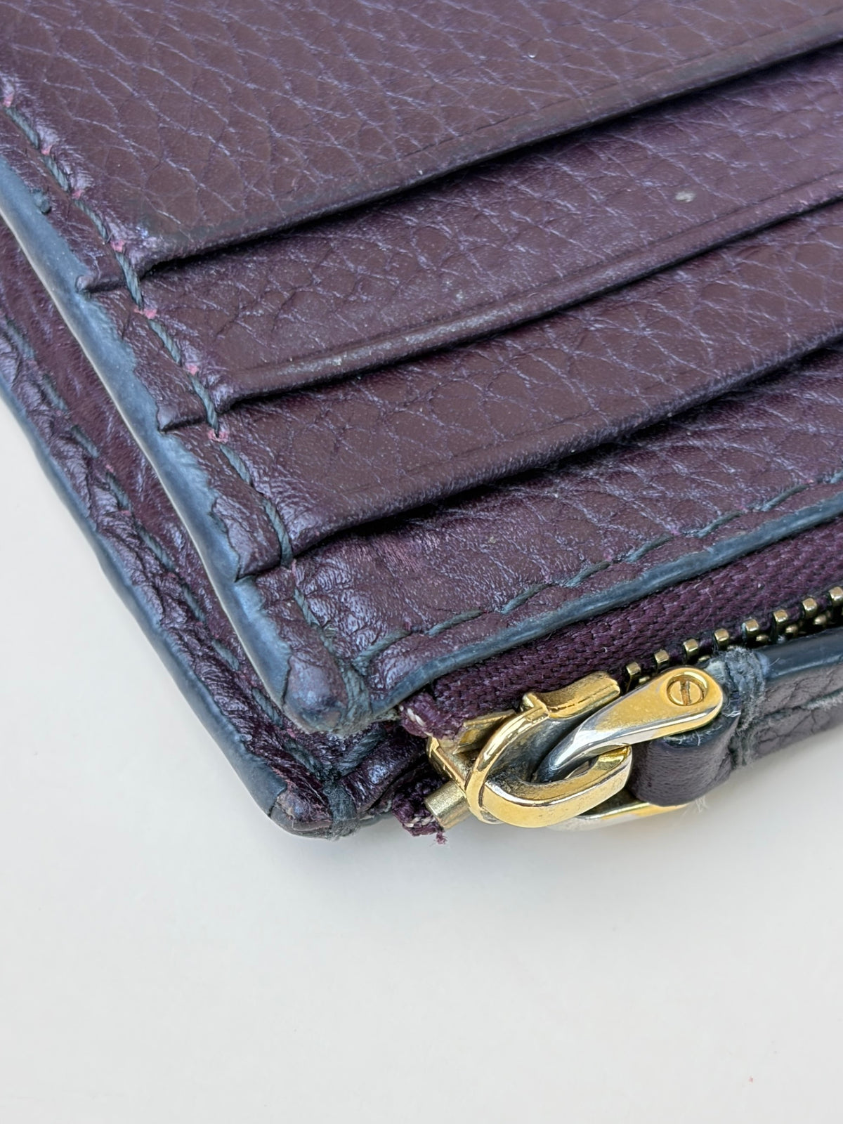 Dior Burgundy leather zip card holder