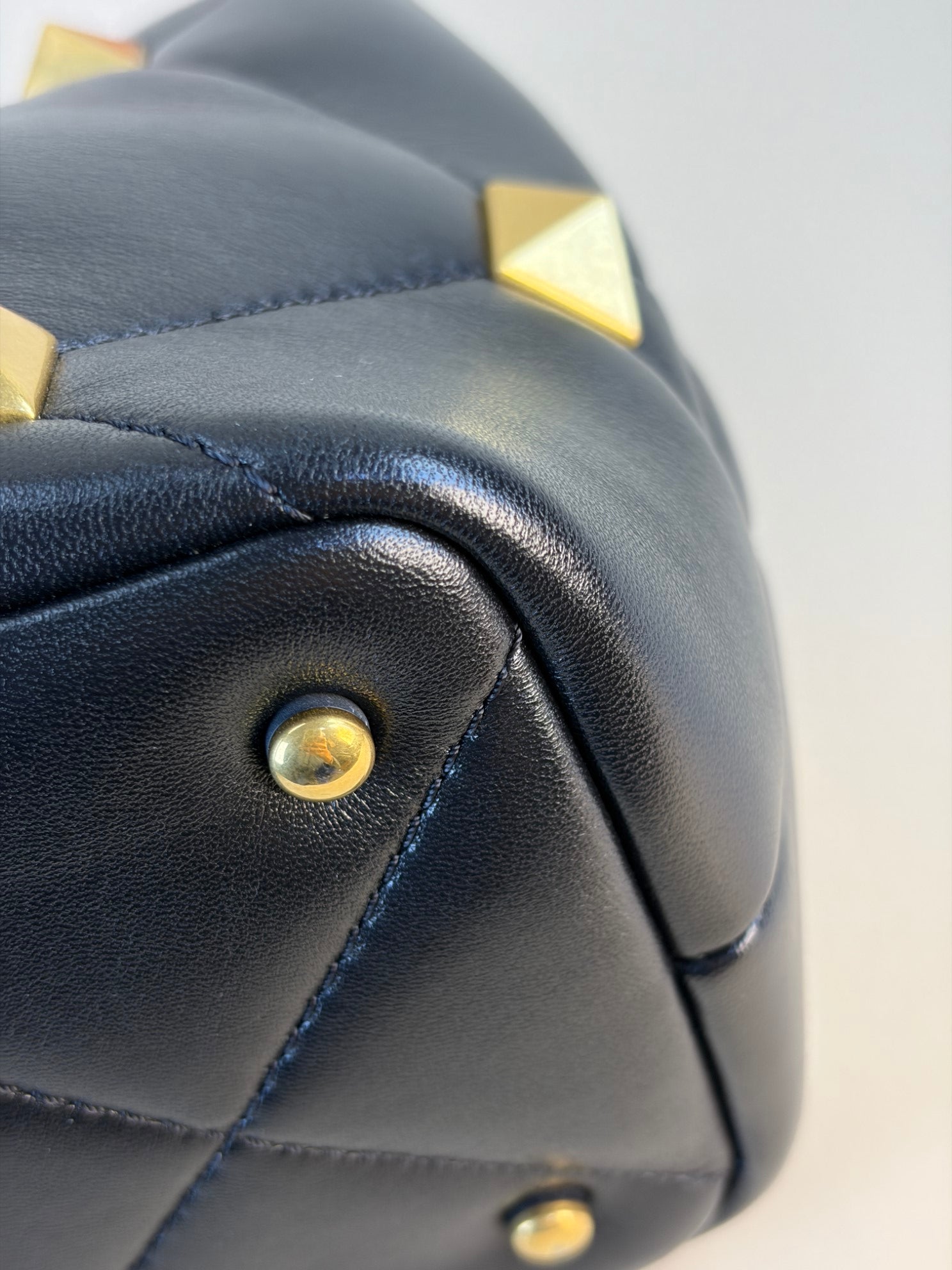 Valentino Black Roman Stud Small Top Handle Bag