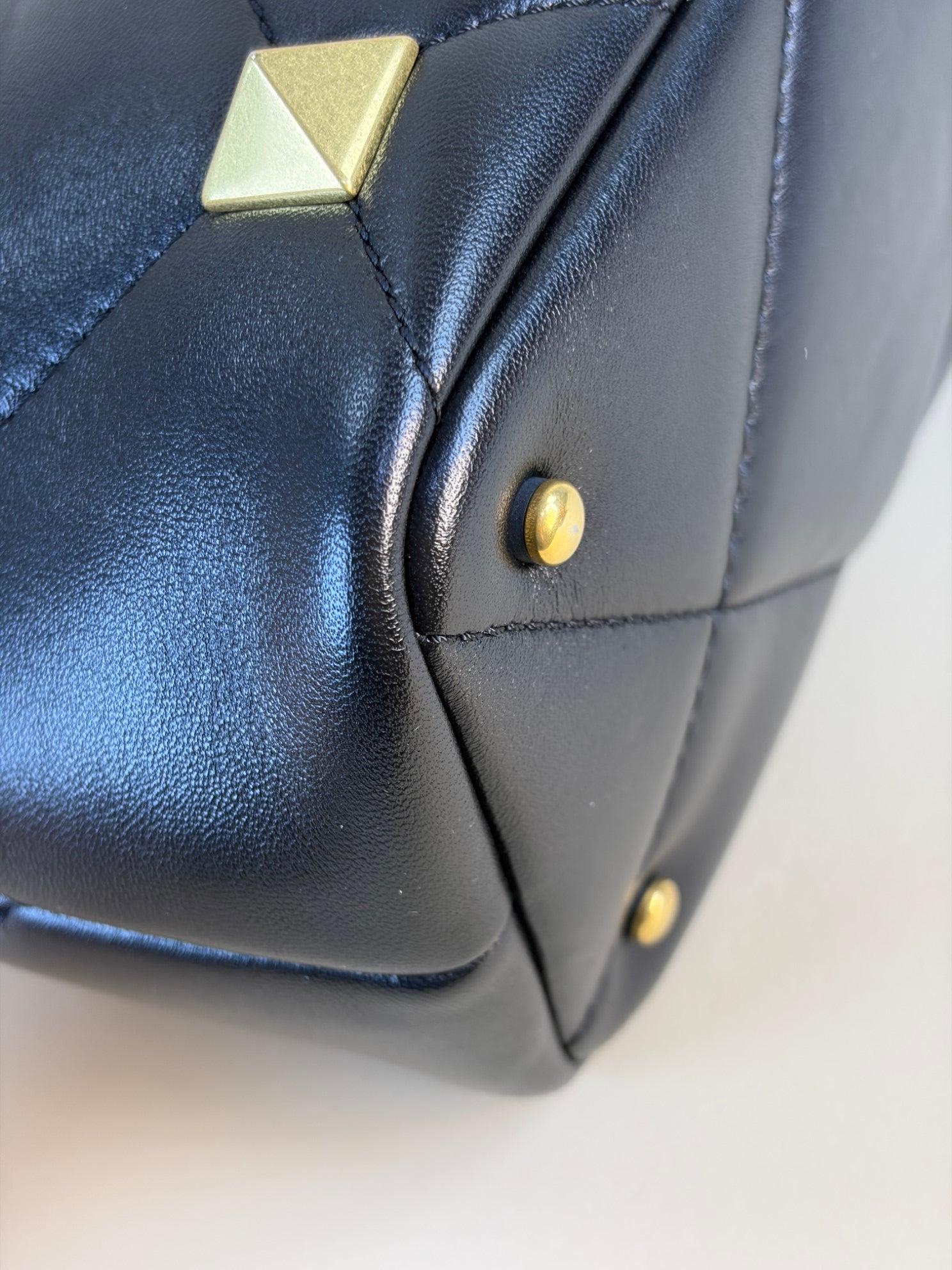 Valentino Black Roman Stud Small Top Handle Bag