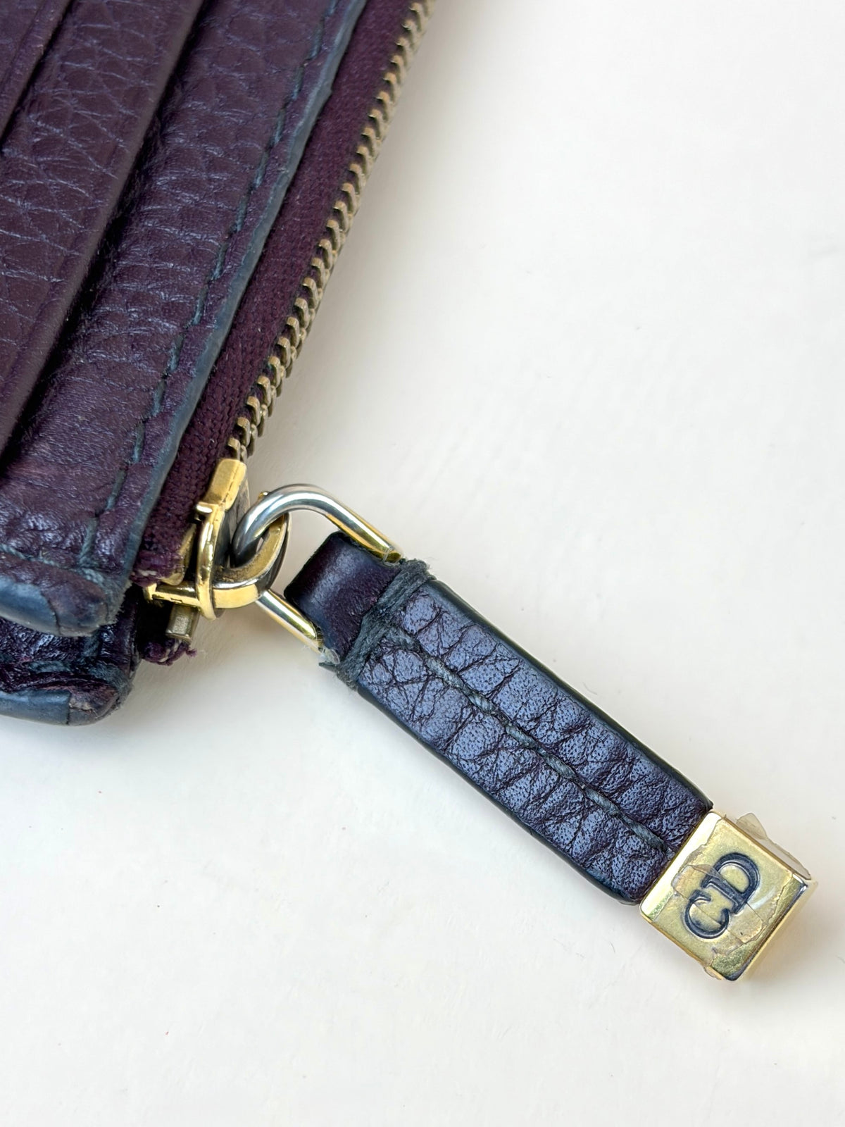 Dior Burgundy leather zip card holder