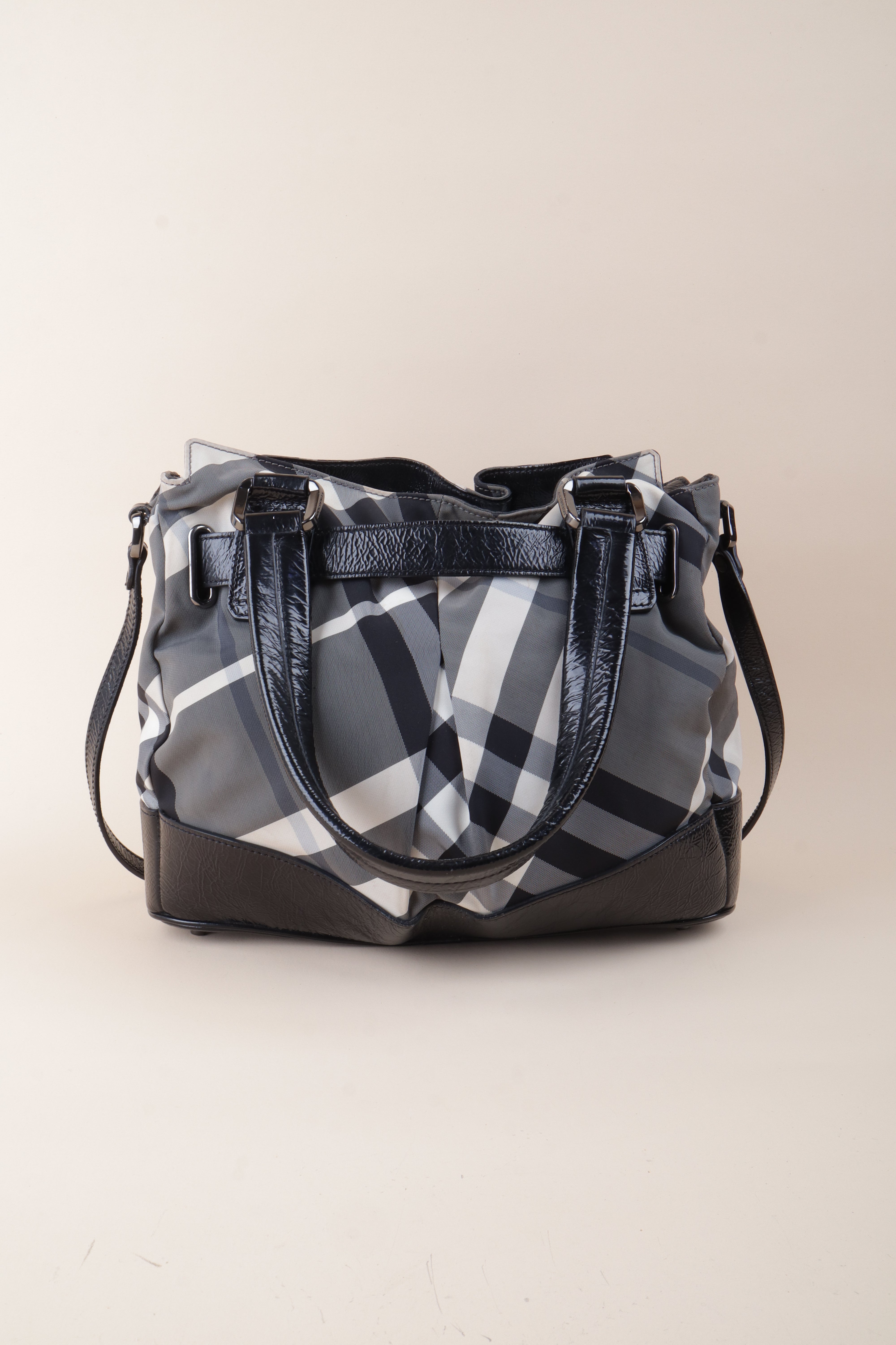 Burberry Bicolor Beat Check Nylon Shoulder Bag with Strap