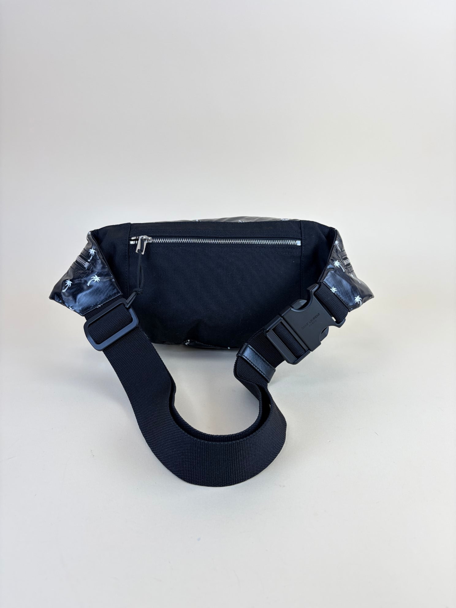 YSL printed nylon palm nuxx black/white belt bag