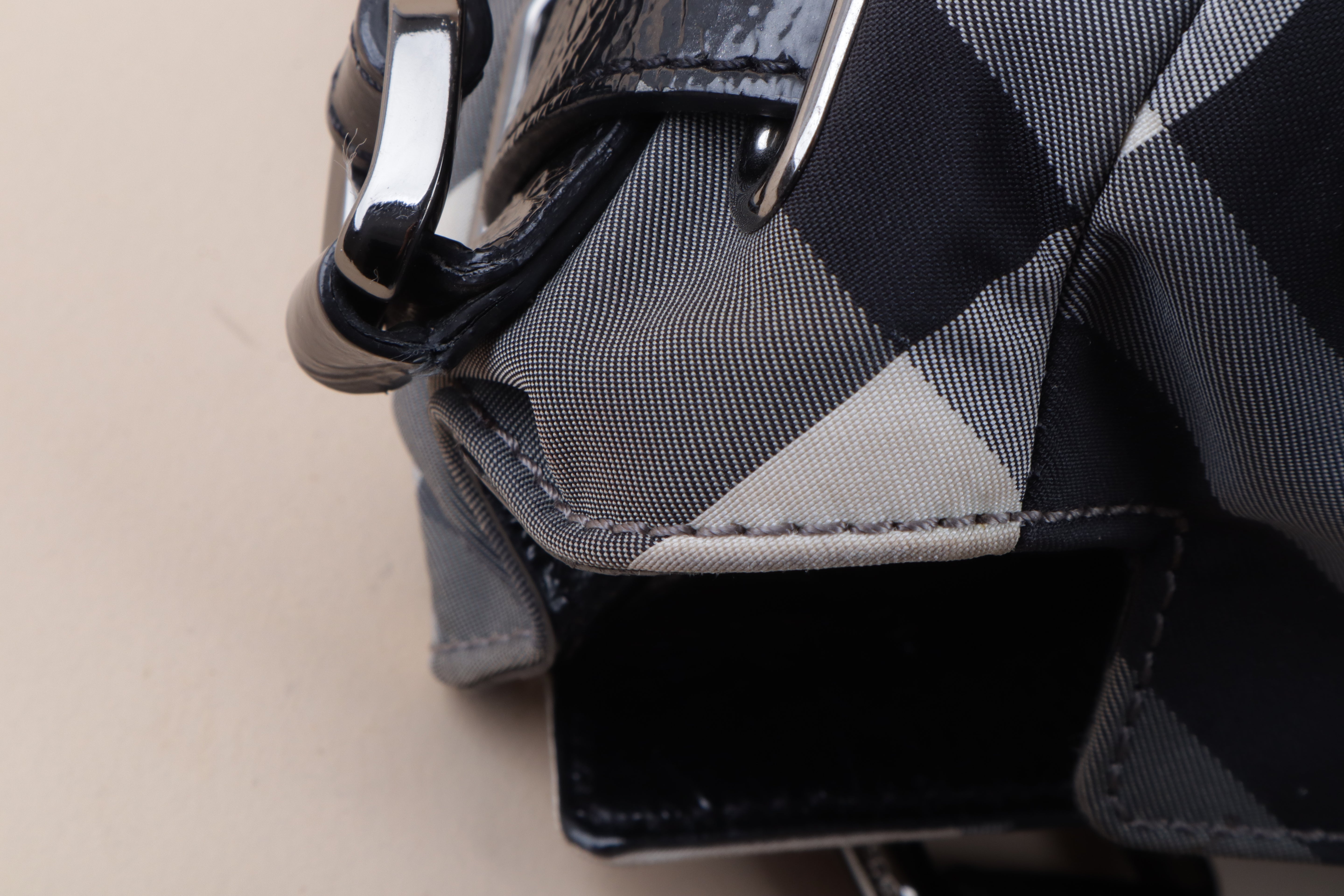 Burberry Bicolor Beat Check Nylon Shoulder Bag with Strap