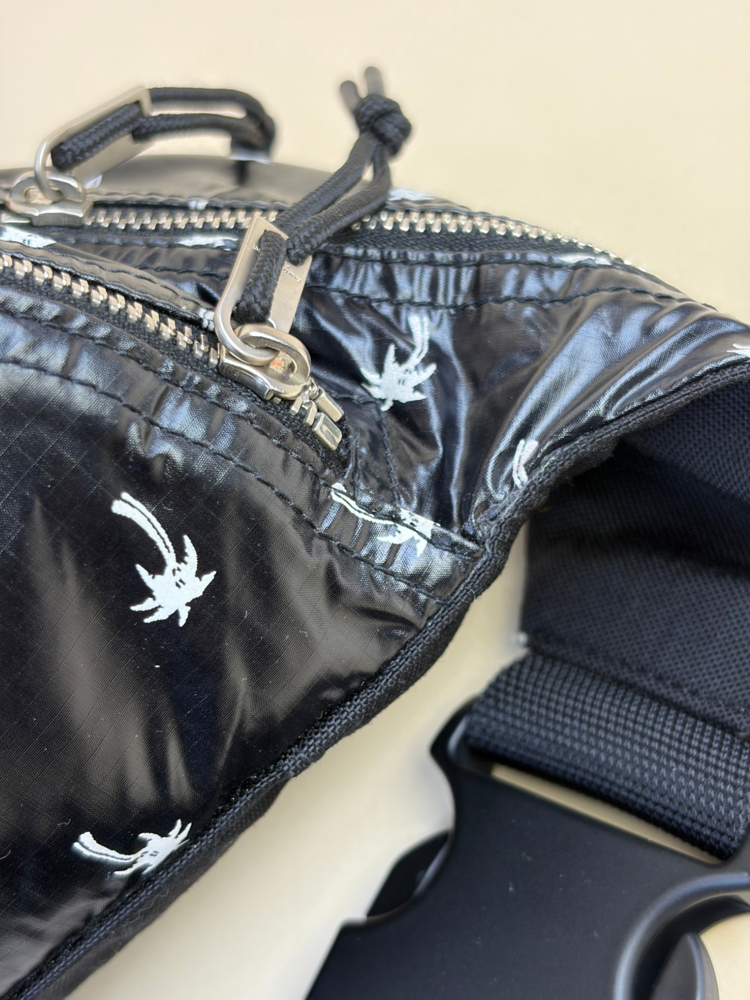 YSL printed nylon palm nuxx black/white belt bag