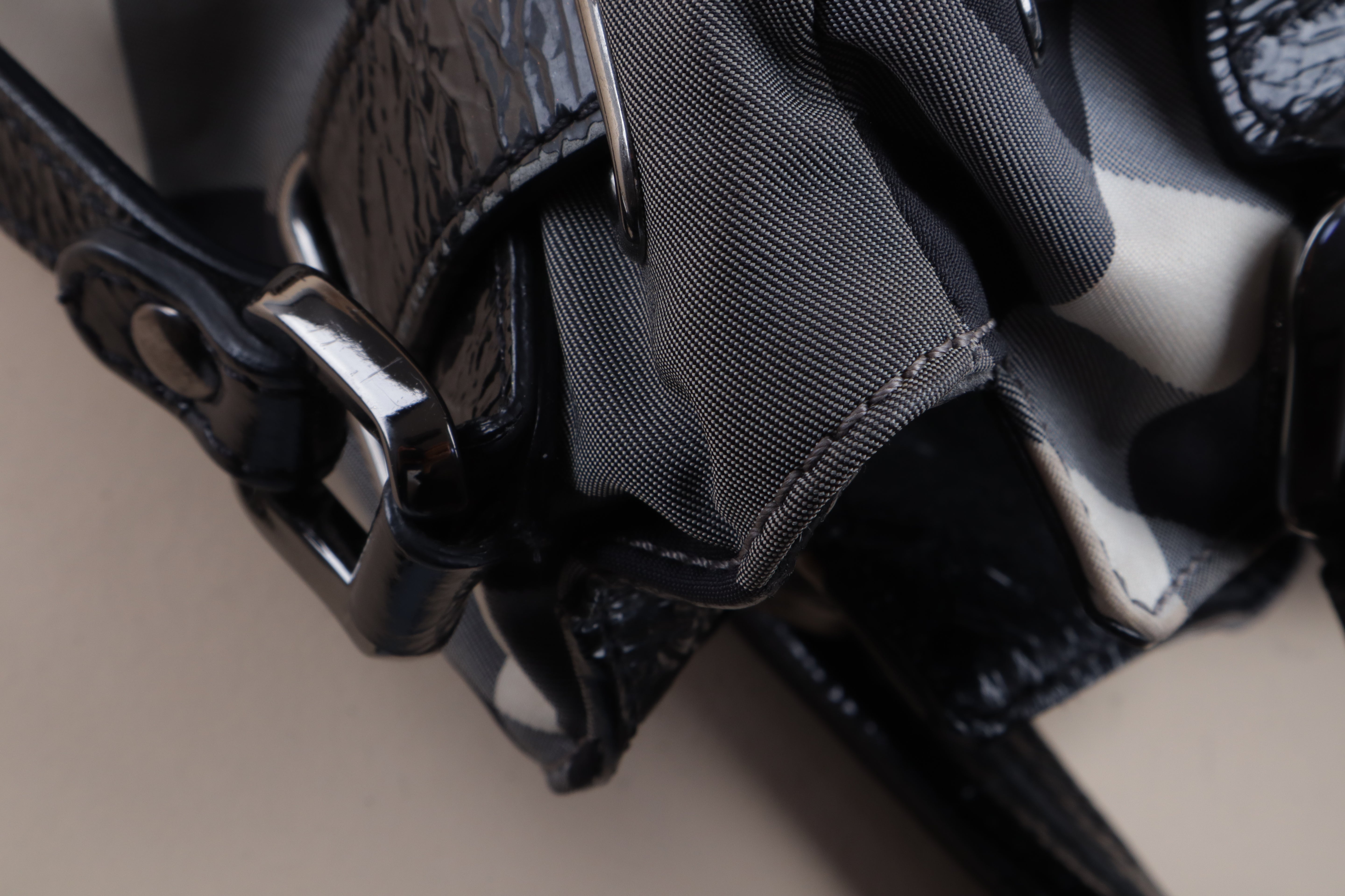Burberry Bicolor Beat Check Nylon Shoulder Bag with Strap