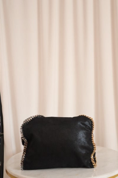 Stella Mccartney Black Falabella 3 Chains Foldover Tote Bag-handbag-Stella Mccartney-The Closet Egypt