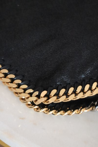 Stella Mccartney Black Falabella 3 Chains Foldover Tote Bag-handbag-Stella Mccartney-The Closet Egypt