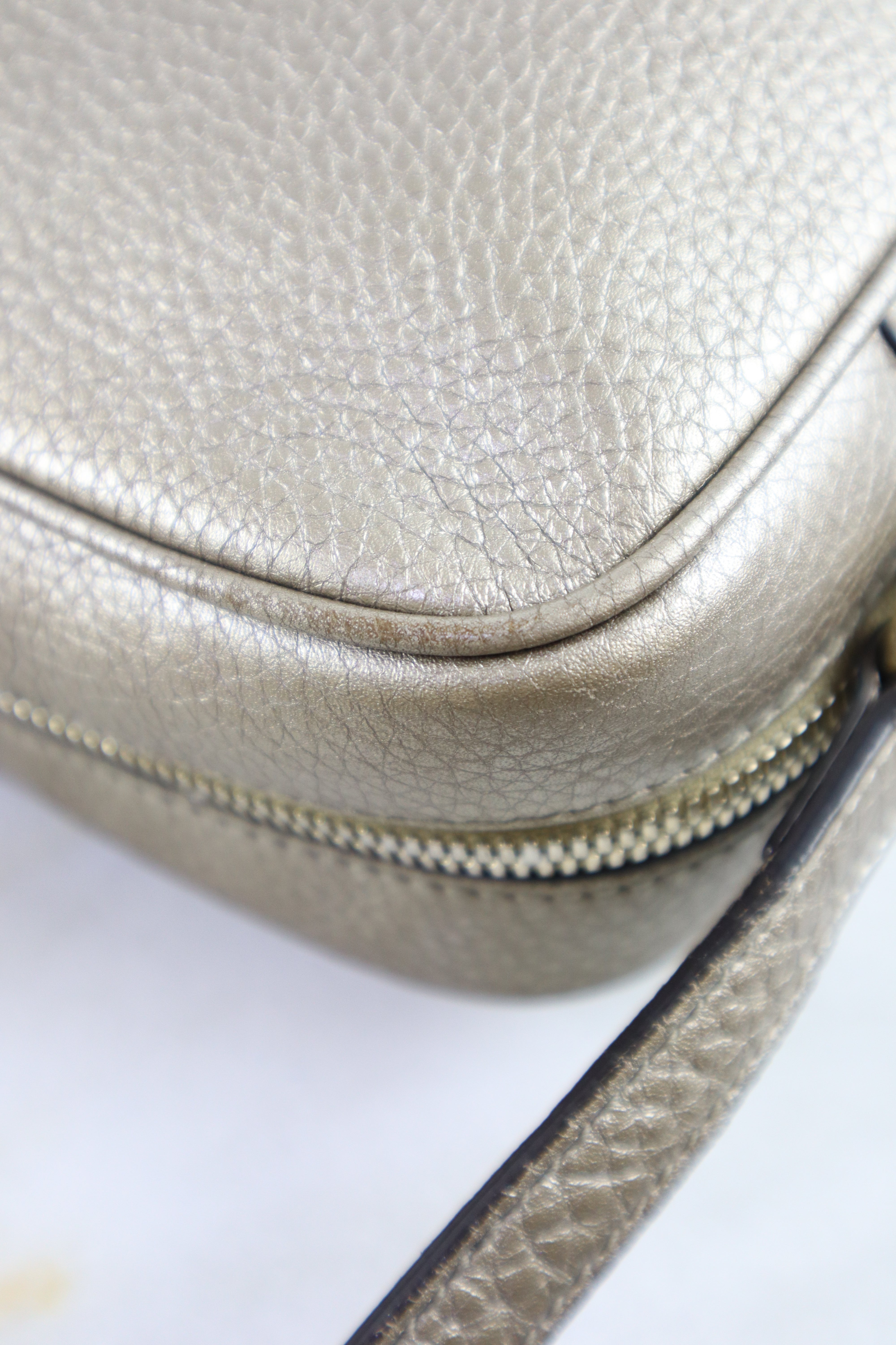 Gucci Metallic Gold Soho Camera Crossbody Bag