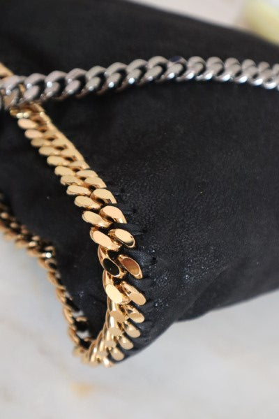 Stella Mccartney Black Falabella 3 Chains Foldover Tote Bag-handbag-Stella Mccartney-The Closet Egypt