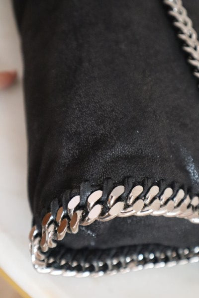 Stella Mccartney Black Falabella 3 Chains Foldover Tote Bag-handbag-Stella Mccartney-The Closet Egypt
