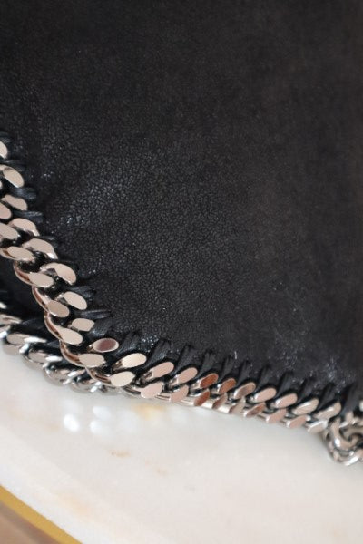 Stella Mccartney Black Falabella 3 Chains Foldover Tote Bag-handbag-Stella Mccartney-The Closet Egypt