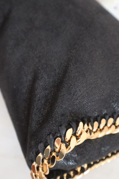 Stella Mccartney Black Falabella 3 Chains Foldover Tote Bag-handbag-Stella Mccartney-The Closet Egypt