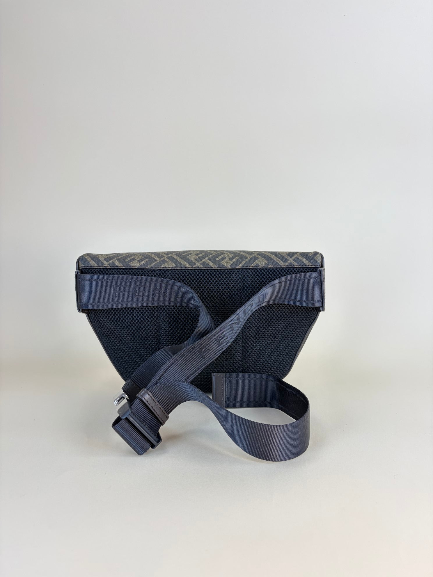 Fendi Tricolor Shiny Glazed Fabric Vitello Cover FF (1974) Logo Belt Bag
