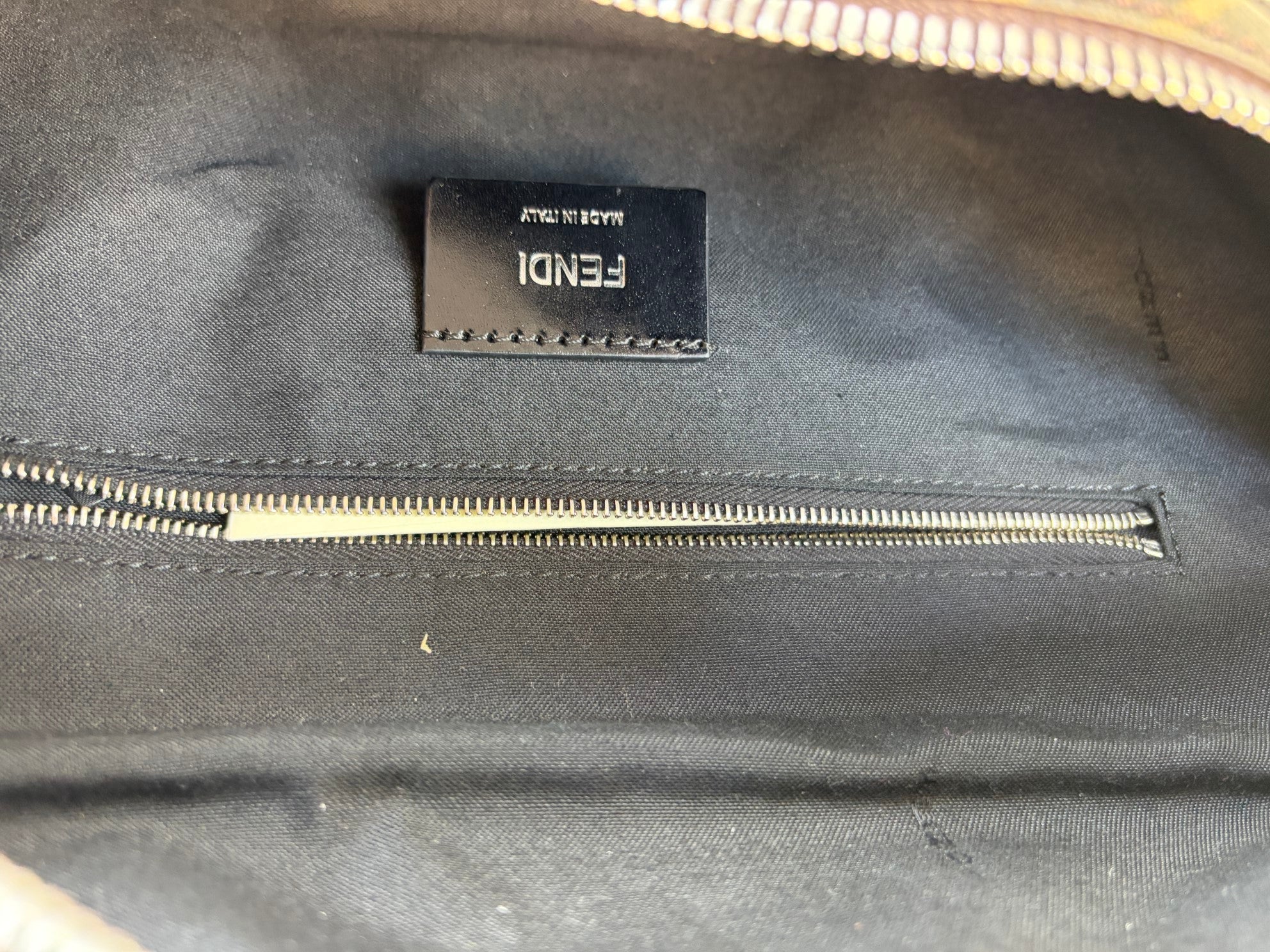 Fendi Tricolor Shiny Glazed Fabric Vitello Cover FF (1974) Logo Belt Bag
