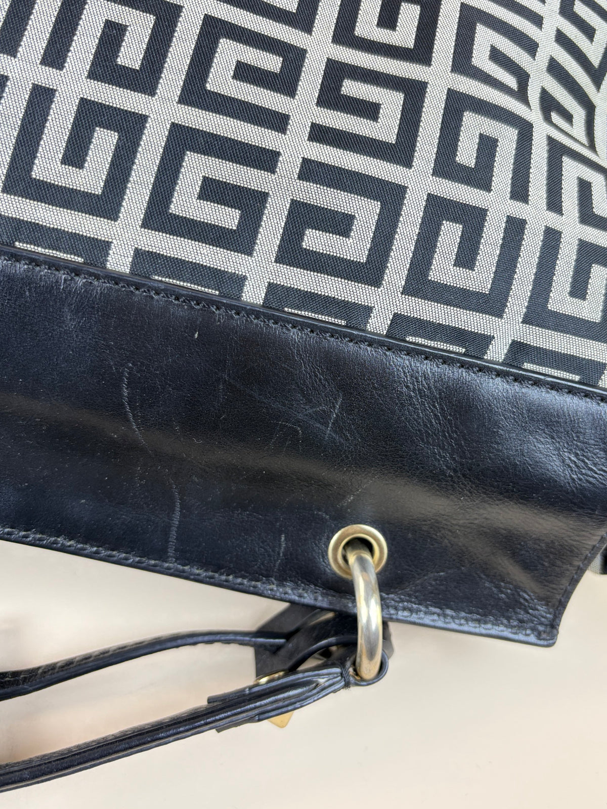 Givenchy black/white signature canvas and leather flap top