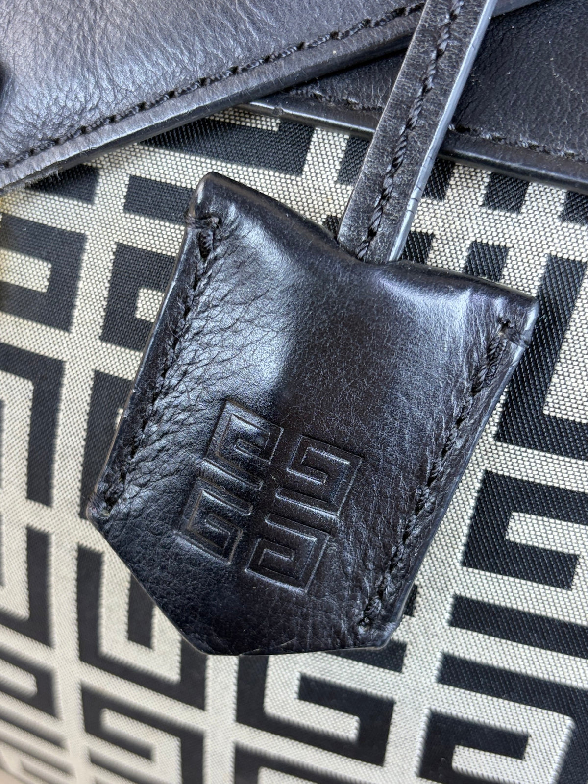 Givenchy black/white signature canvas and leather flap top