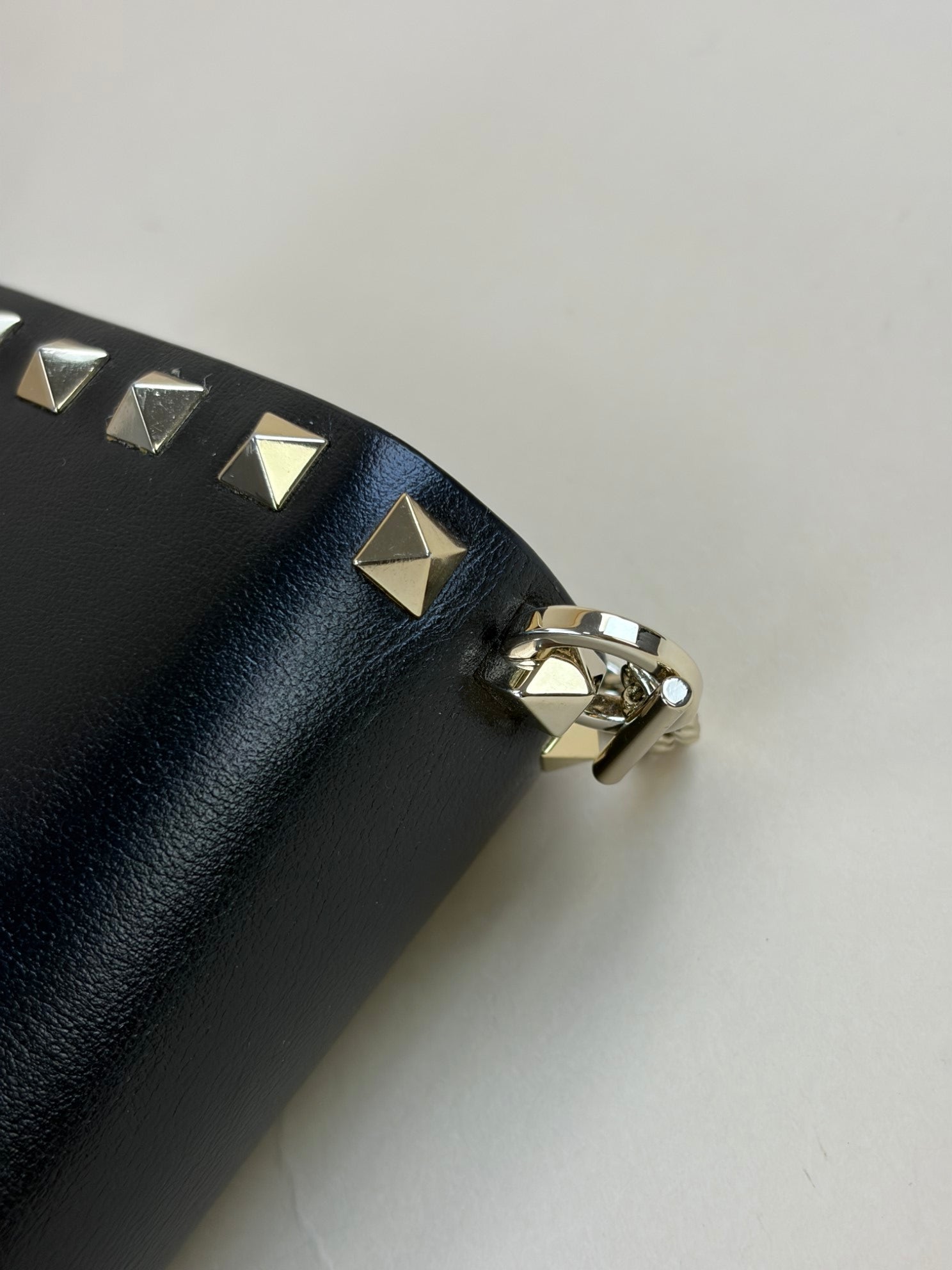 Valentino Black Rockstud Mini Wallet On Chain