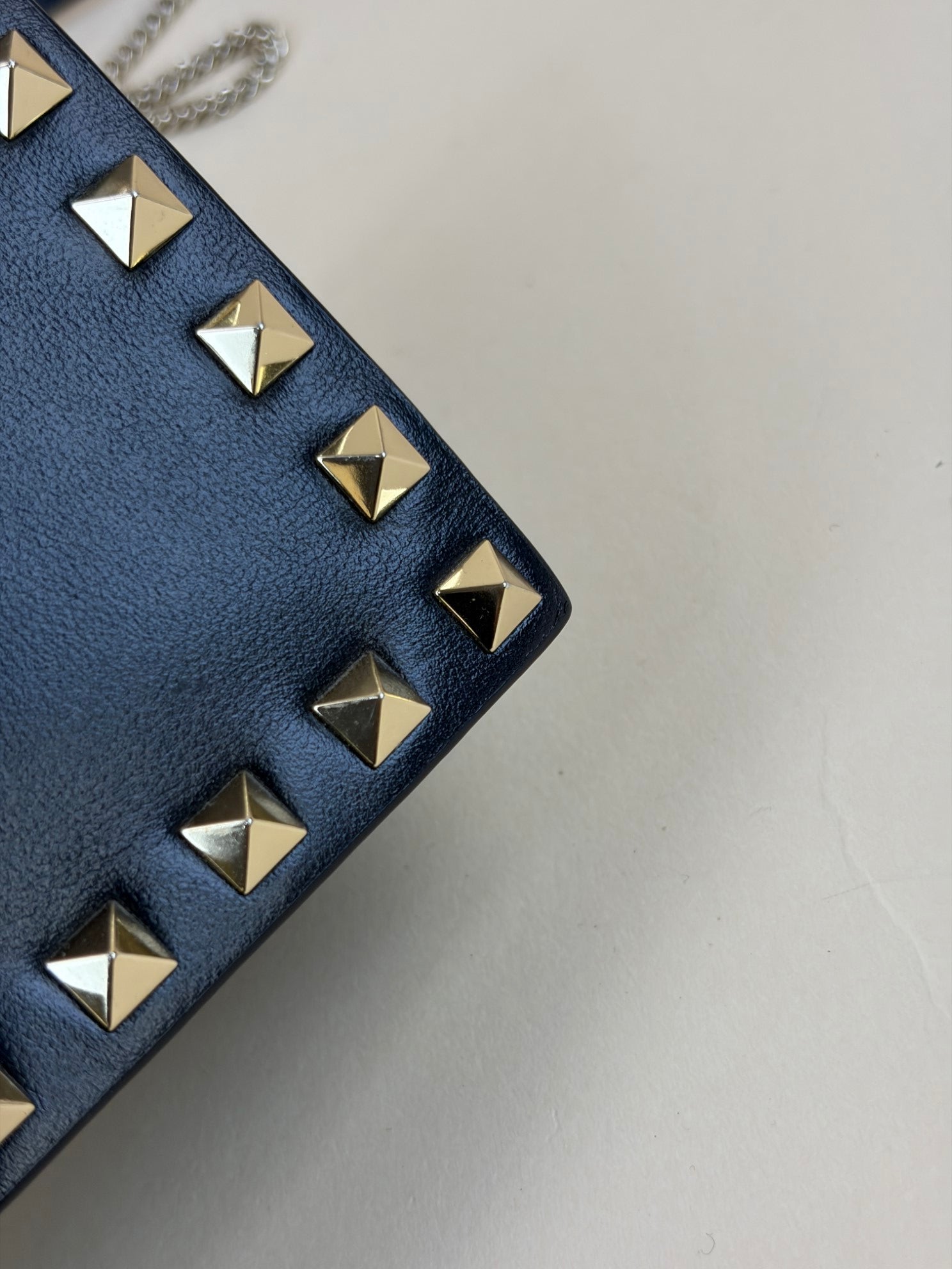 Valentino Black Rockstud Mini Wallet On Chain