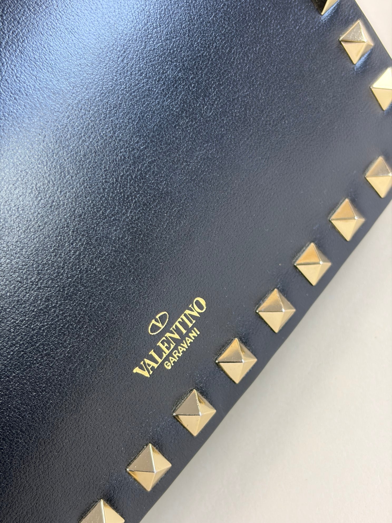 Valentino Black Rockstud Mini Wallet On Chain