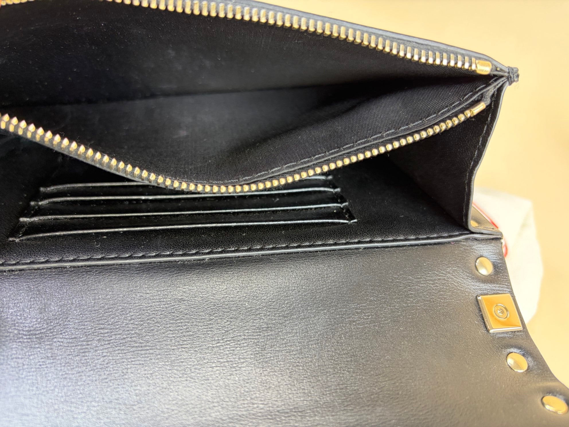 Valentino Black Rockstud Mini Wallet On Chain