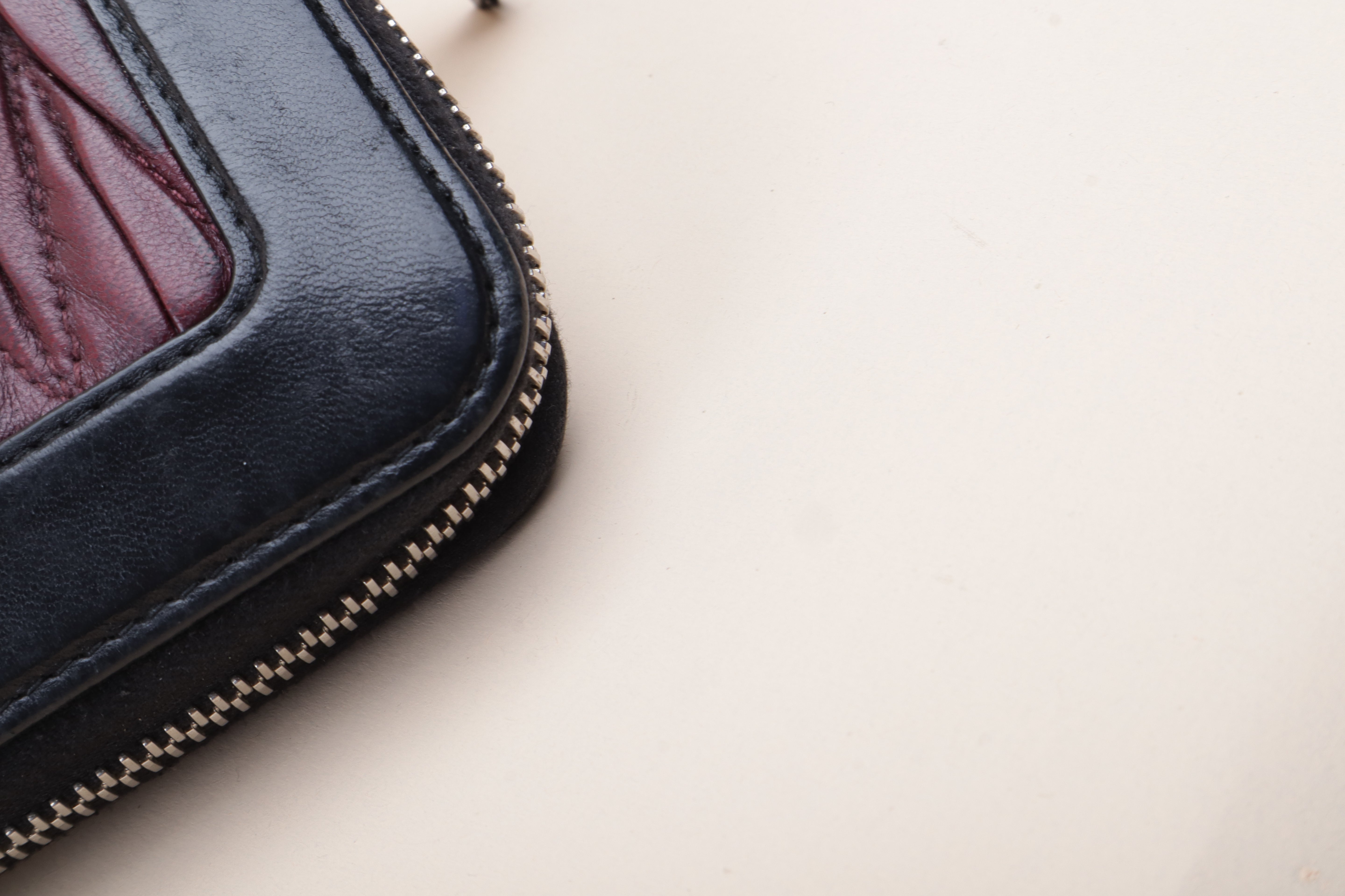 MIU MIU black and burgundy Matelassé Zip around