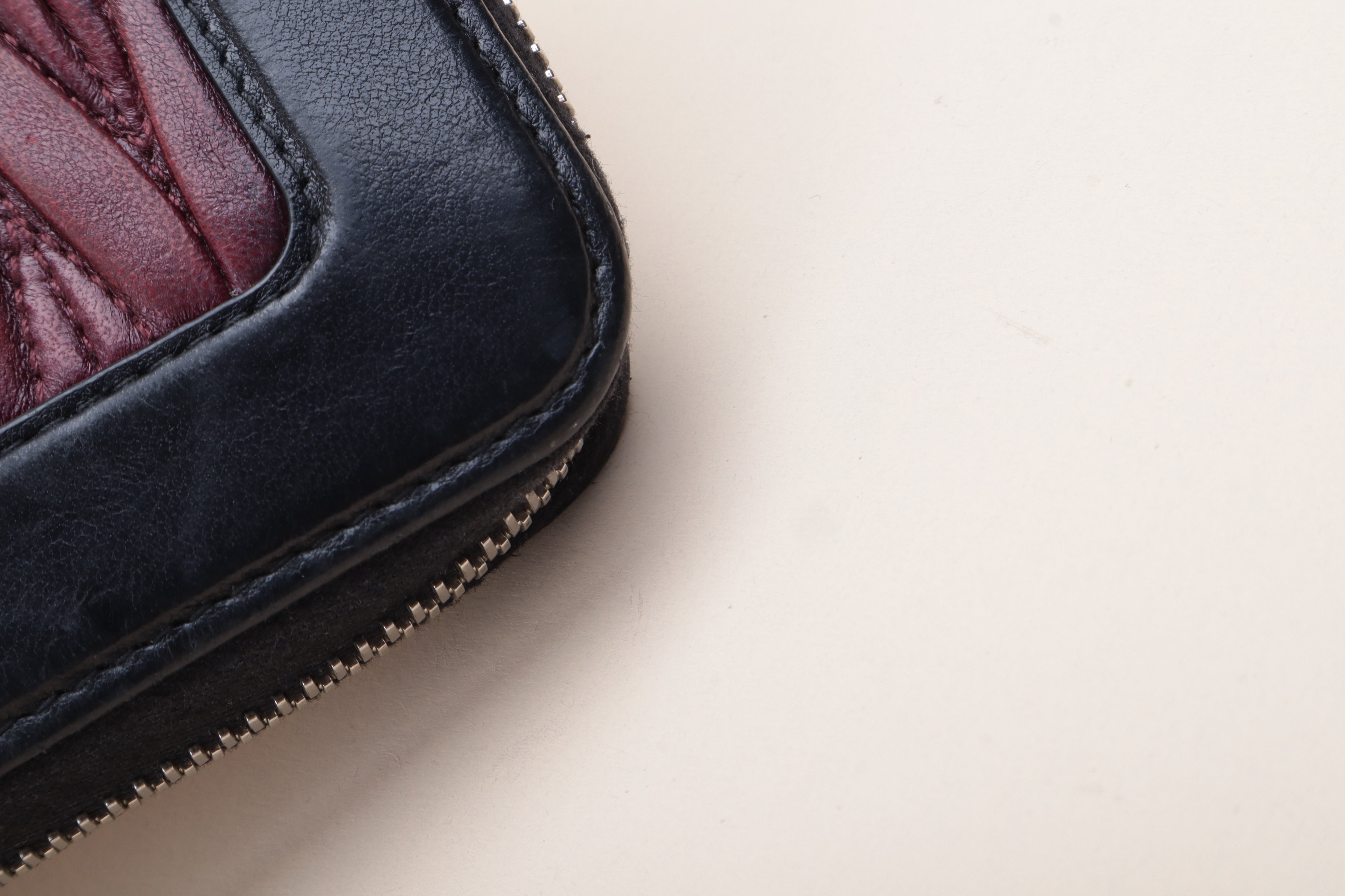 MIU MIU black and burgundy Matelassé Zip around