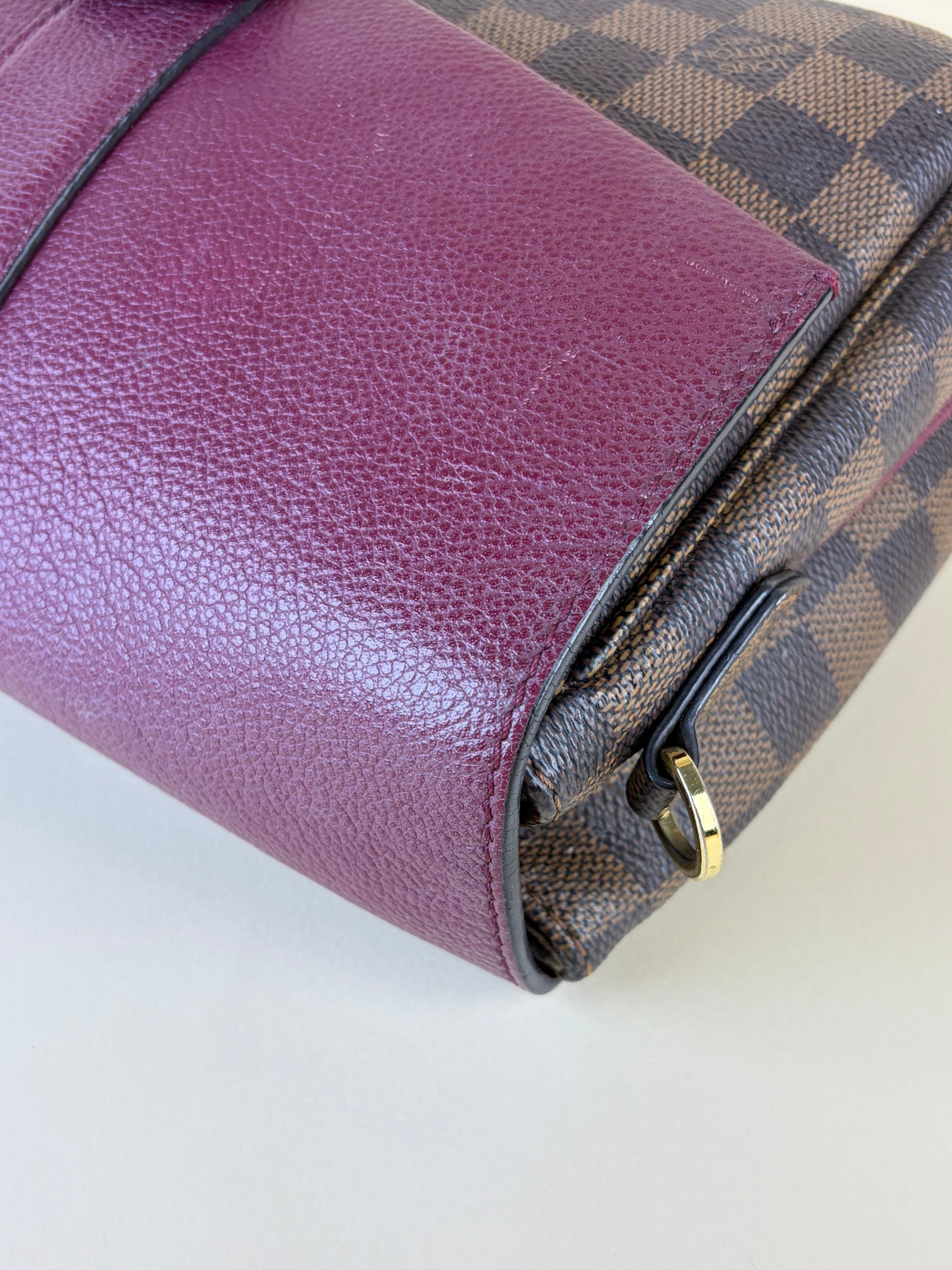 louis Vuitton raisin calfskin Damier ebene canvas clapton cross body bag
