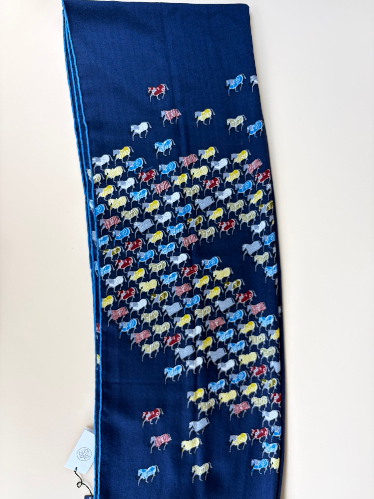 Hermes Marine Cashmere Silk The Parade Shawl 140