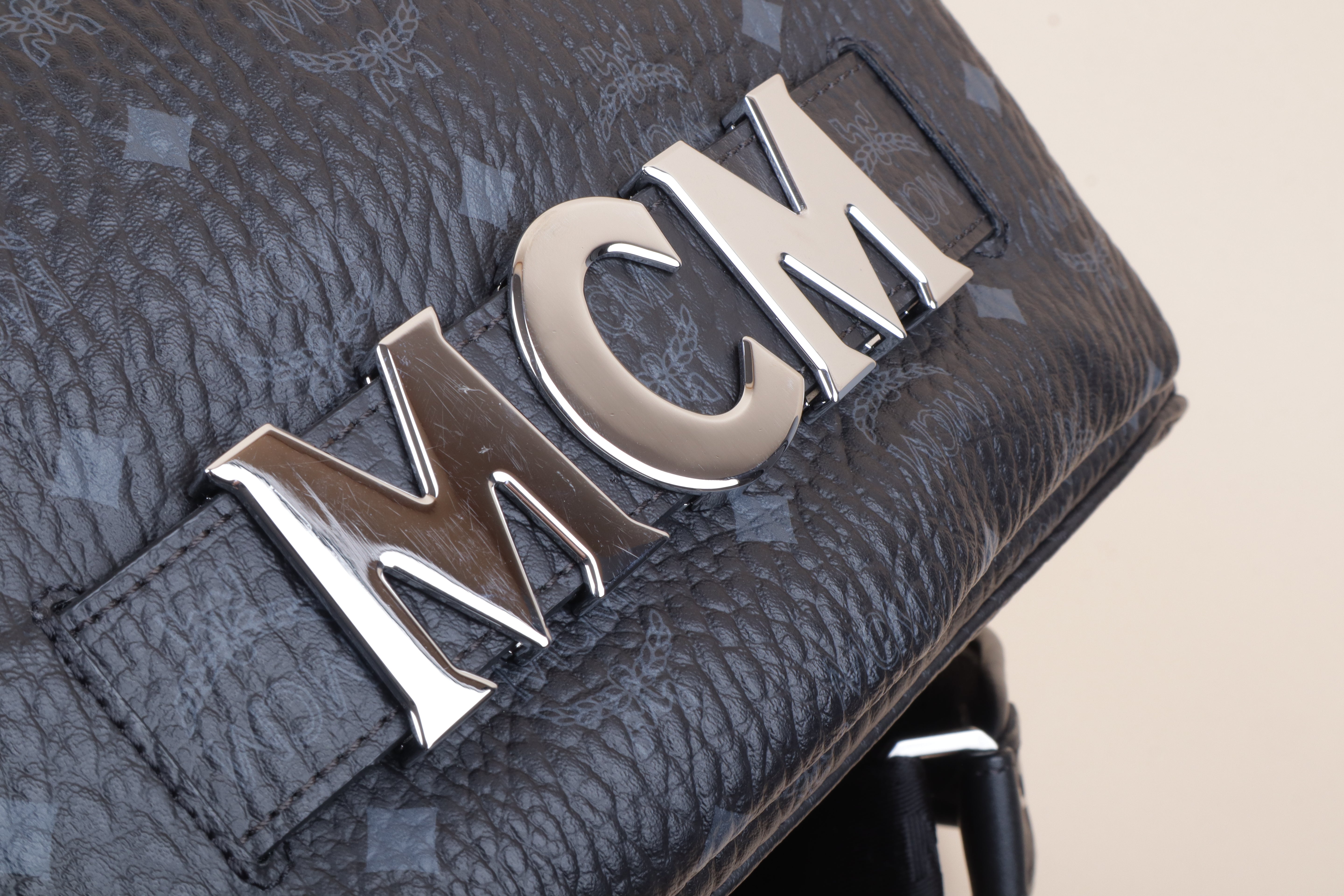 MCM Plack and gray Side Backpack Bag