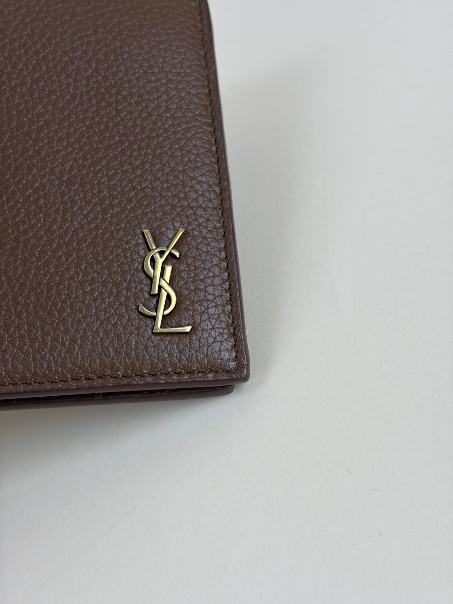 YSL Brown Tiny Cassandre East/West Wallet