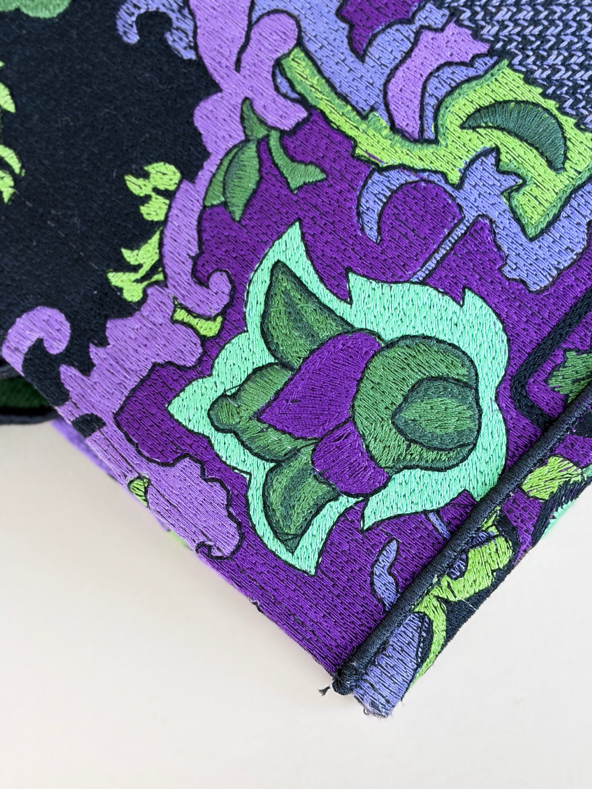 Christian Dior multicolor canvas embroider Indian purple large tote bag