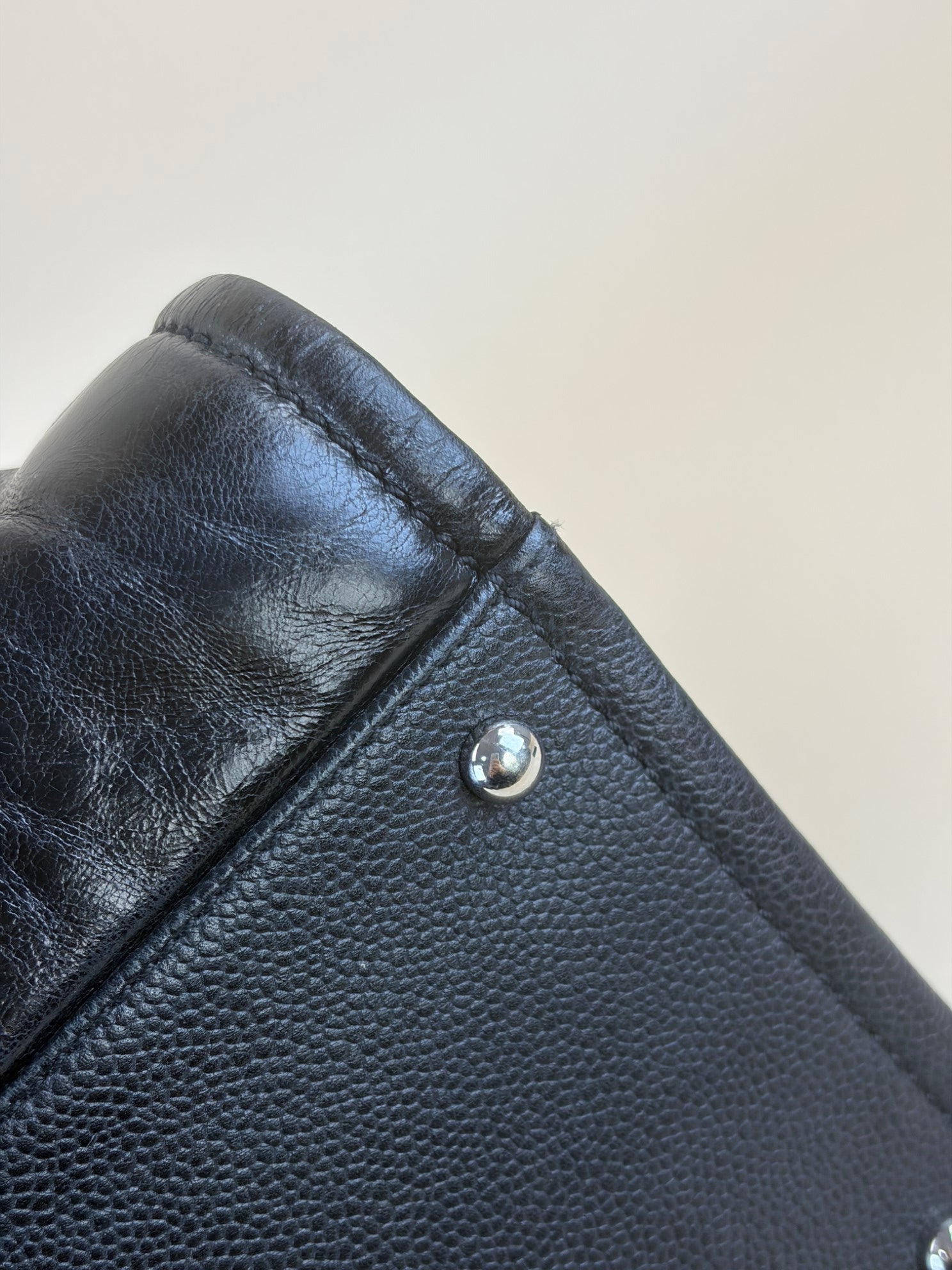 Chanel glazed calfskin medium black Deauville tote shoulder bag