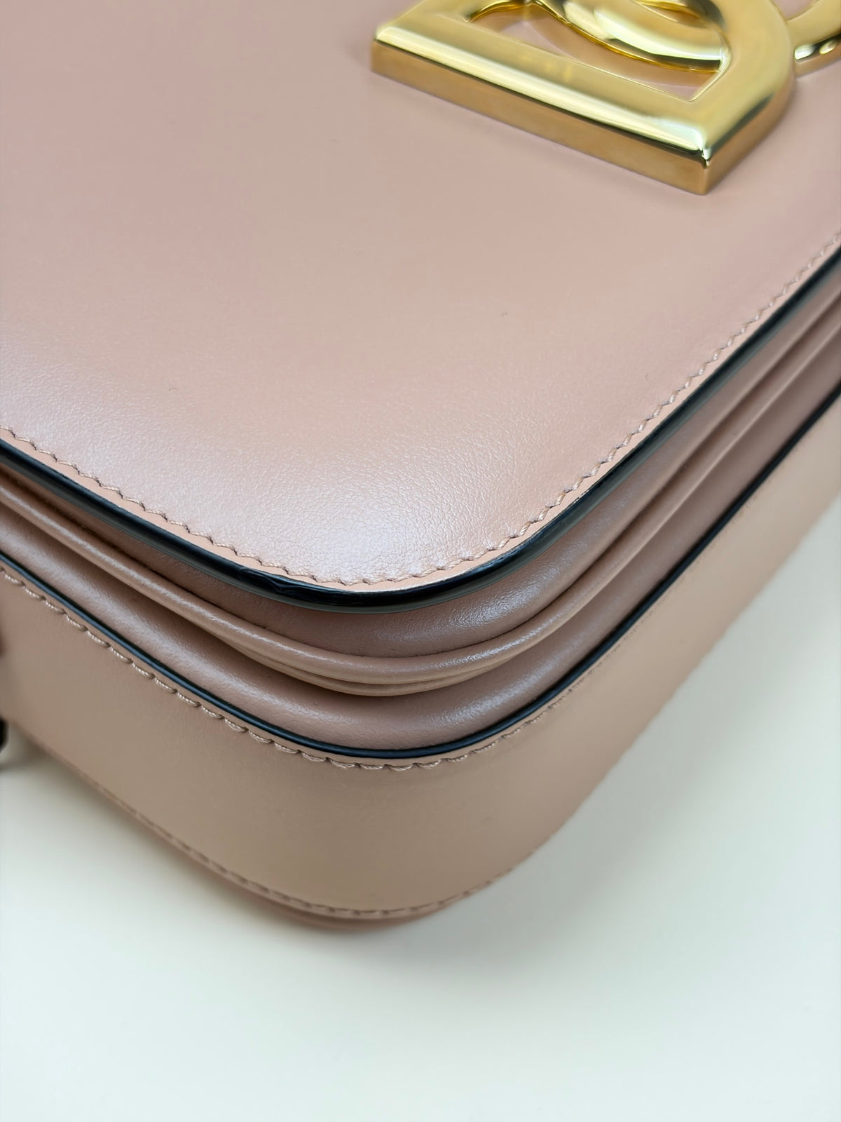Dolce & Gabbana nude calfskin leather 3.5 crossbody flap bag