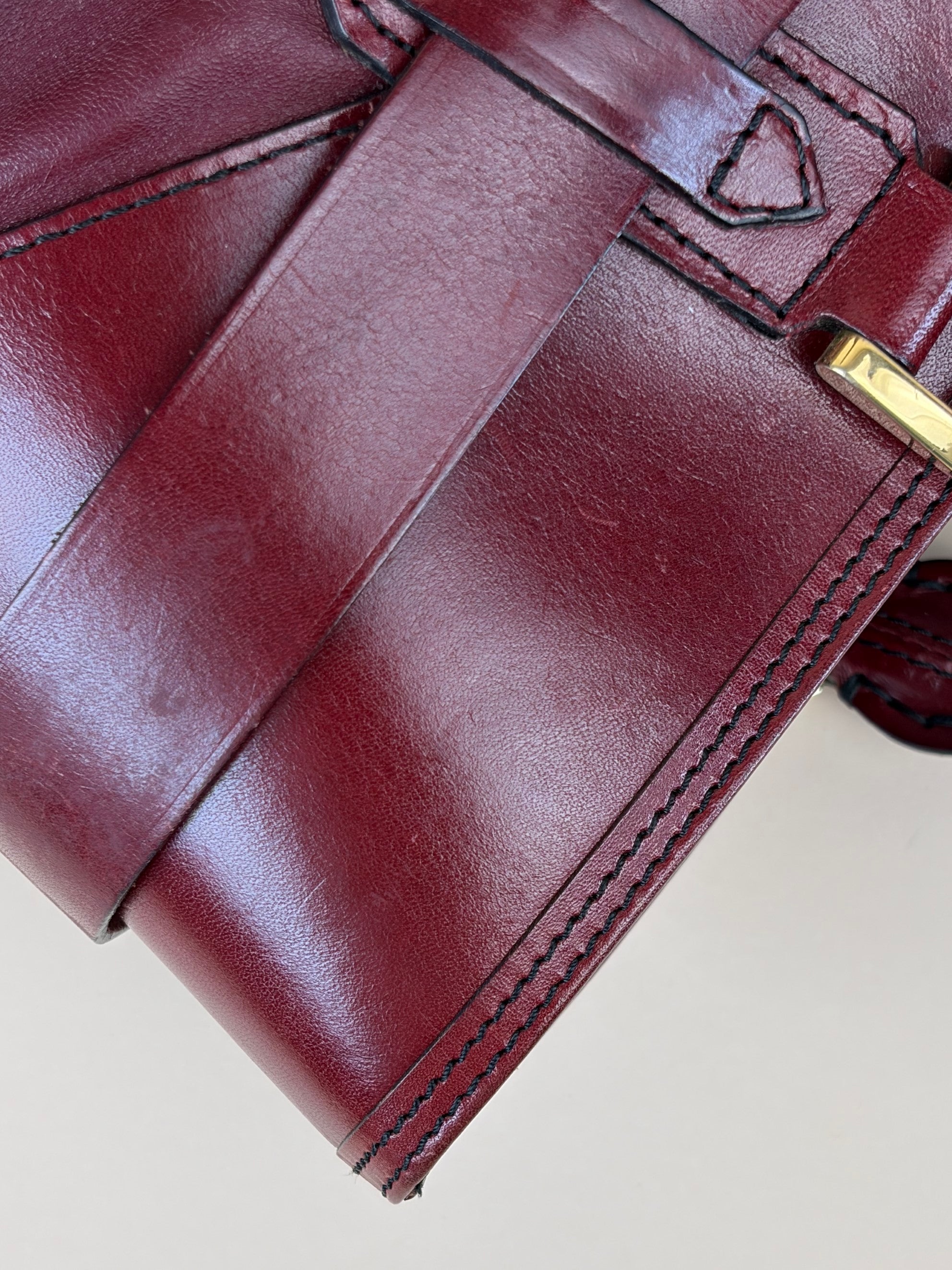 Burberry burgundy soft leather lambskin inhere medium tote bag