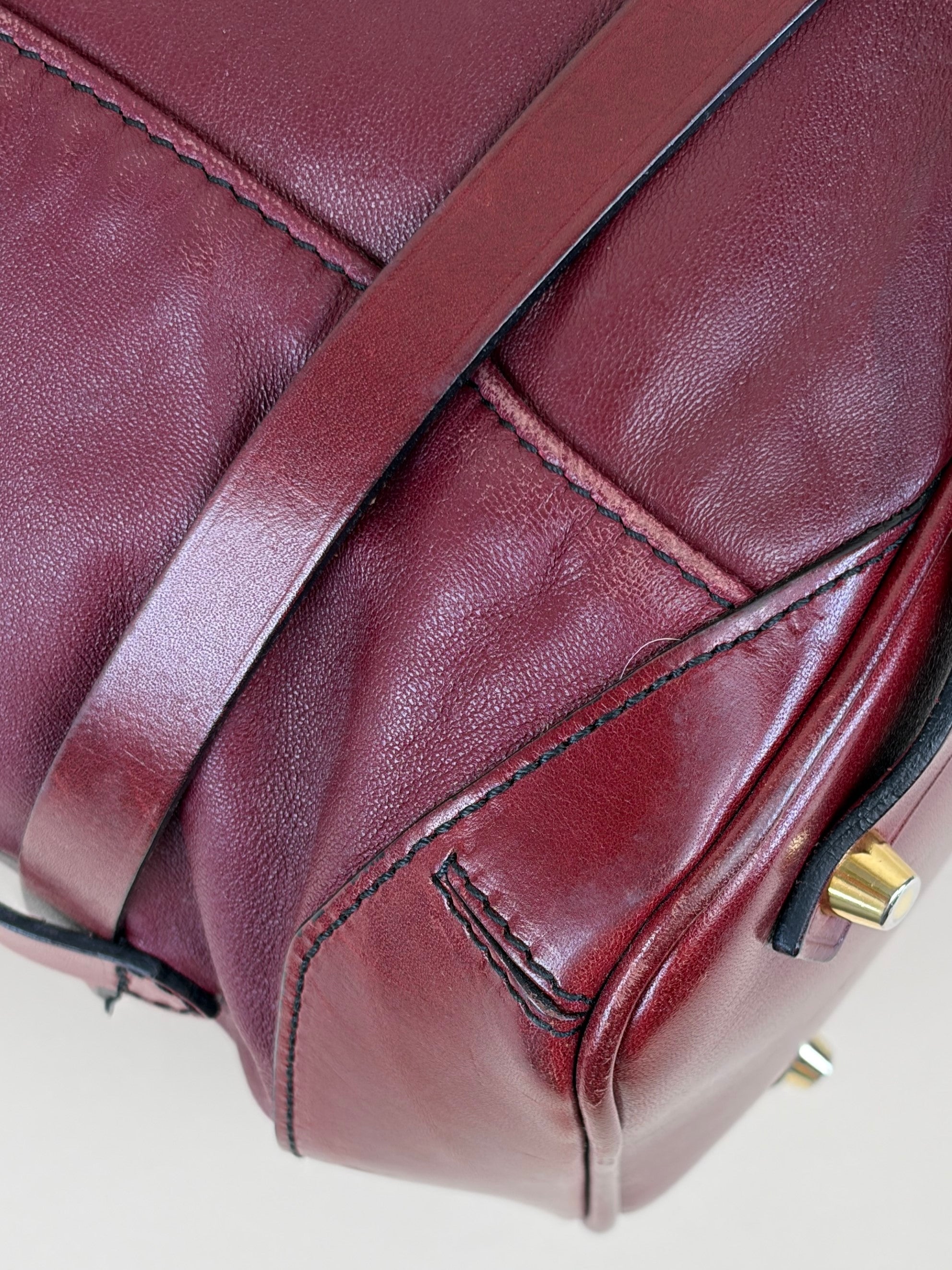 Burberry burgundy soft leather lambskin inhere medium tote bag
