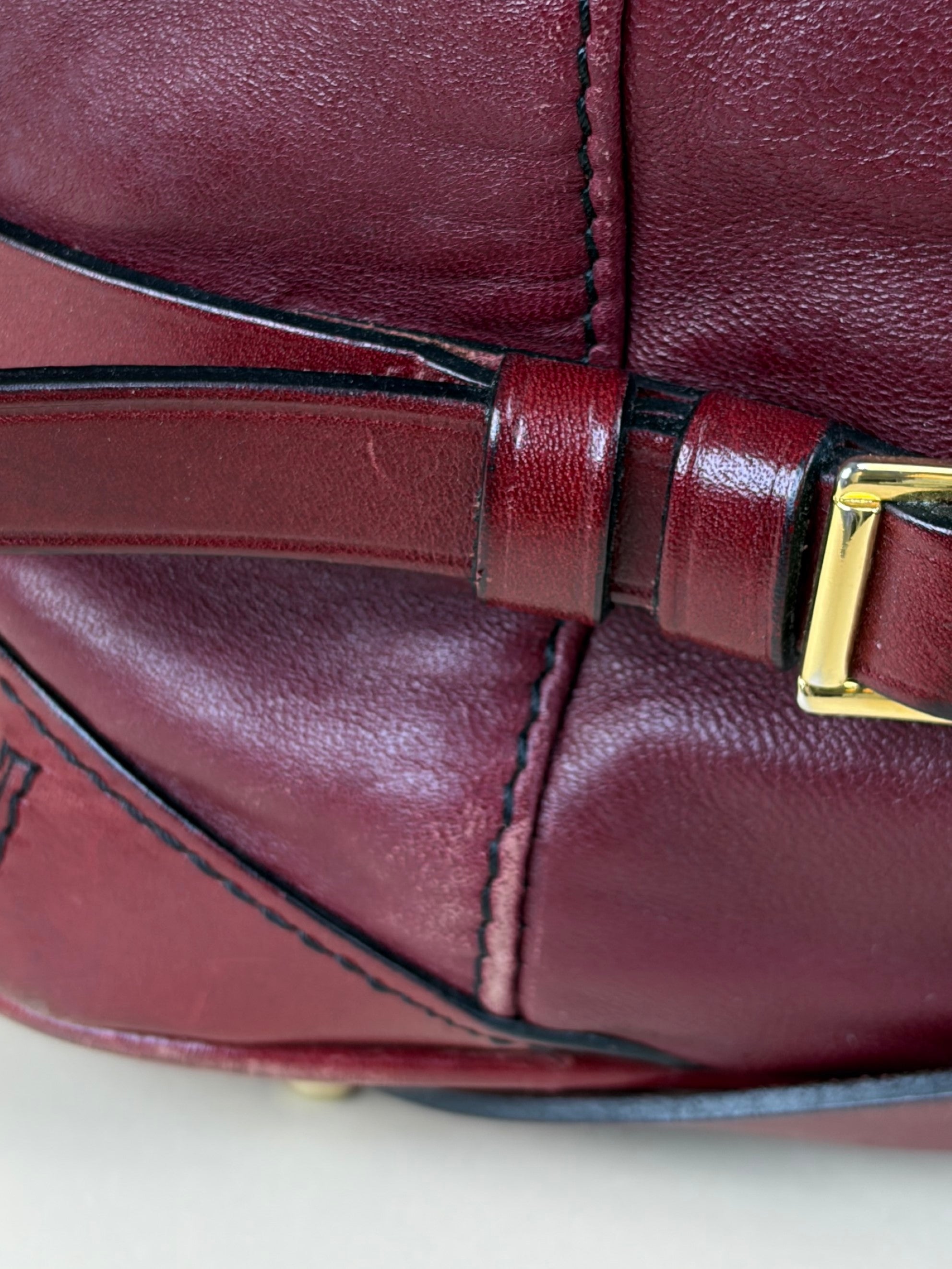 Burberry burgundy soft leather lambskin inhere medium tote bag