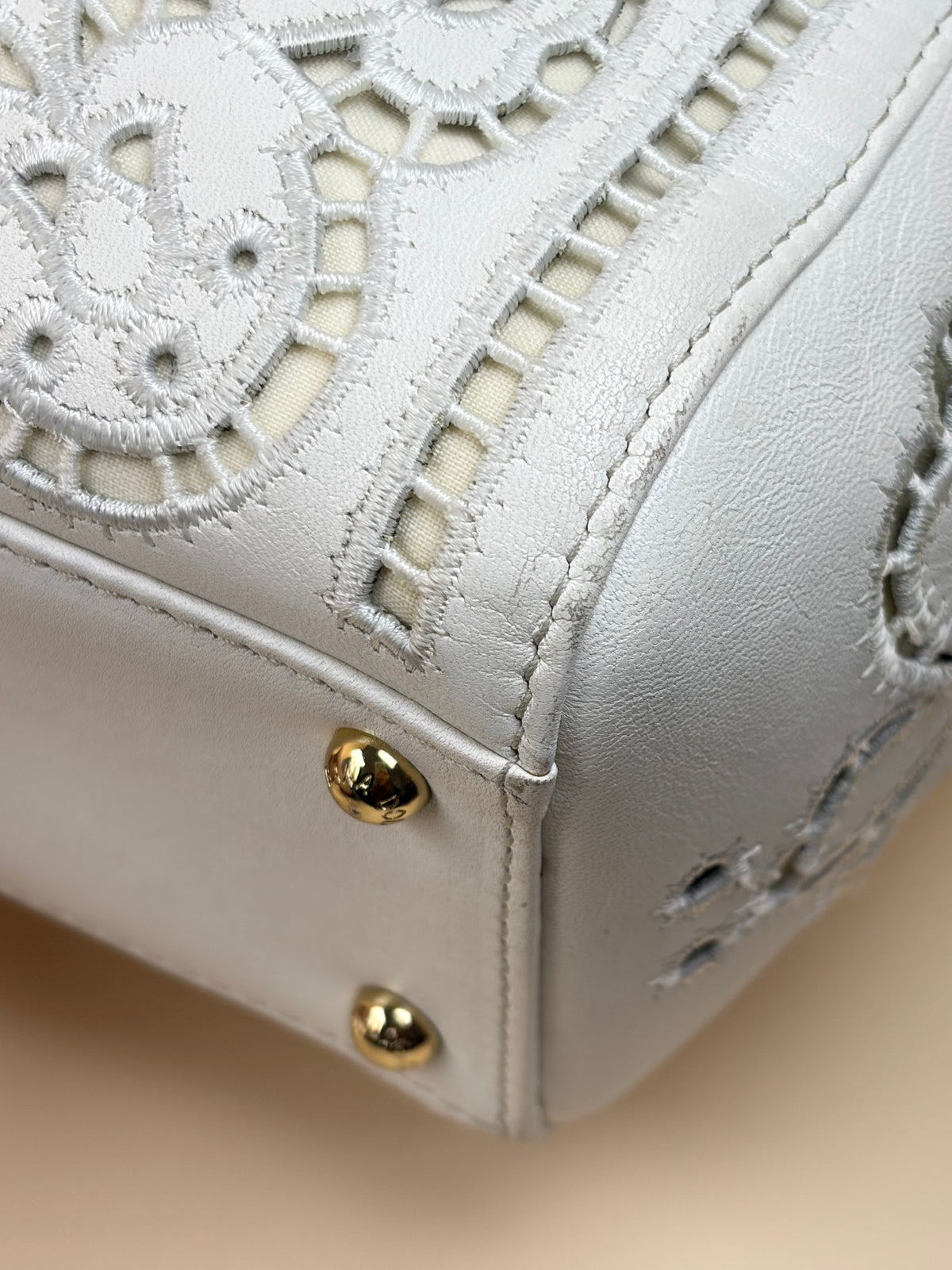 Dolce & Gabbana white Embroidered Laser Cut Miss Sicily Medium Bag