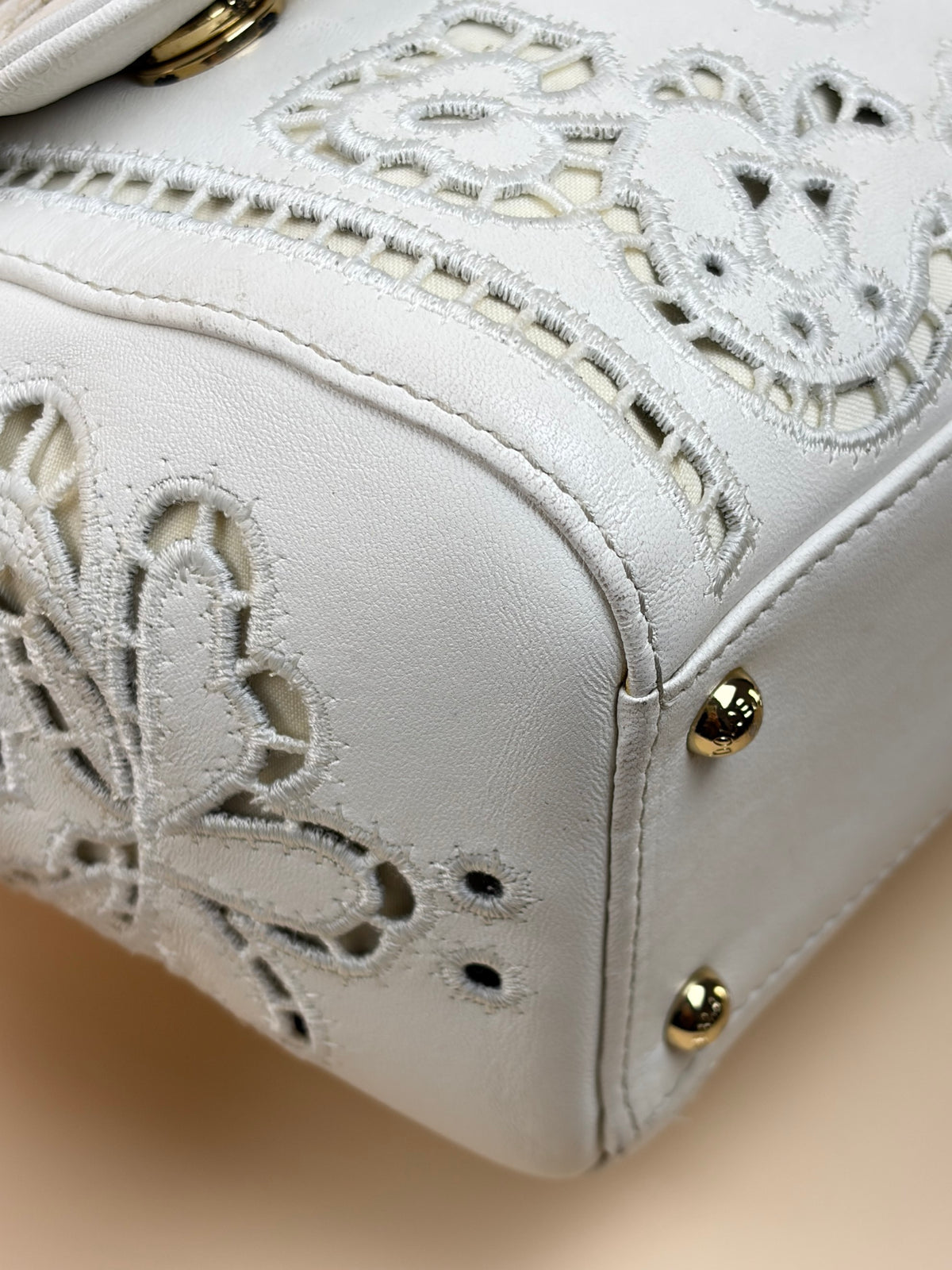 Dolce & Gabbana white Embroidered Laser Cut Miss Sicily Medium Bag