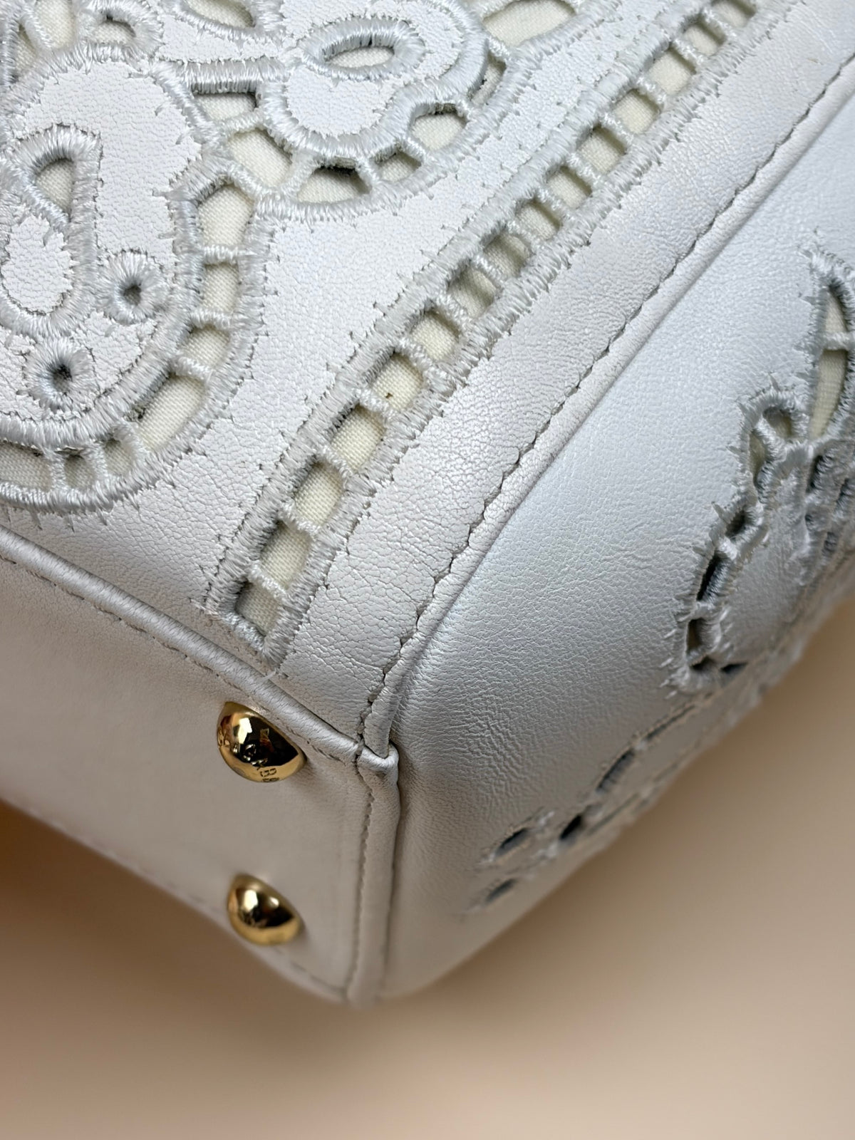 Dolce & Gabbana white Embroidered Laser Cut Miss Sicily Medium Bag