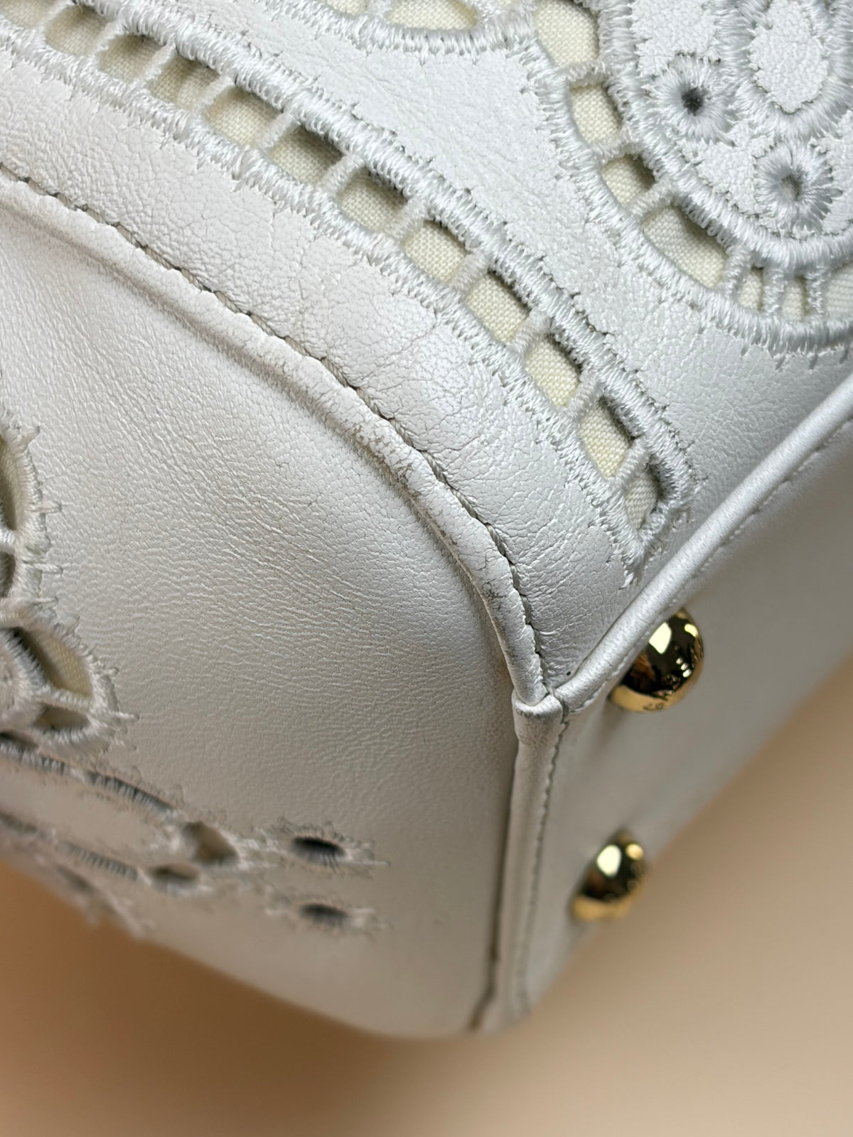 Dolce & Gabbana white Embroidered Laser Cut Miss Sicily Medium Bag