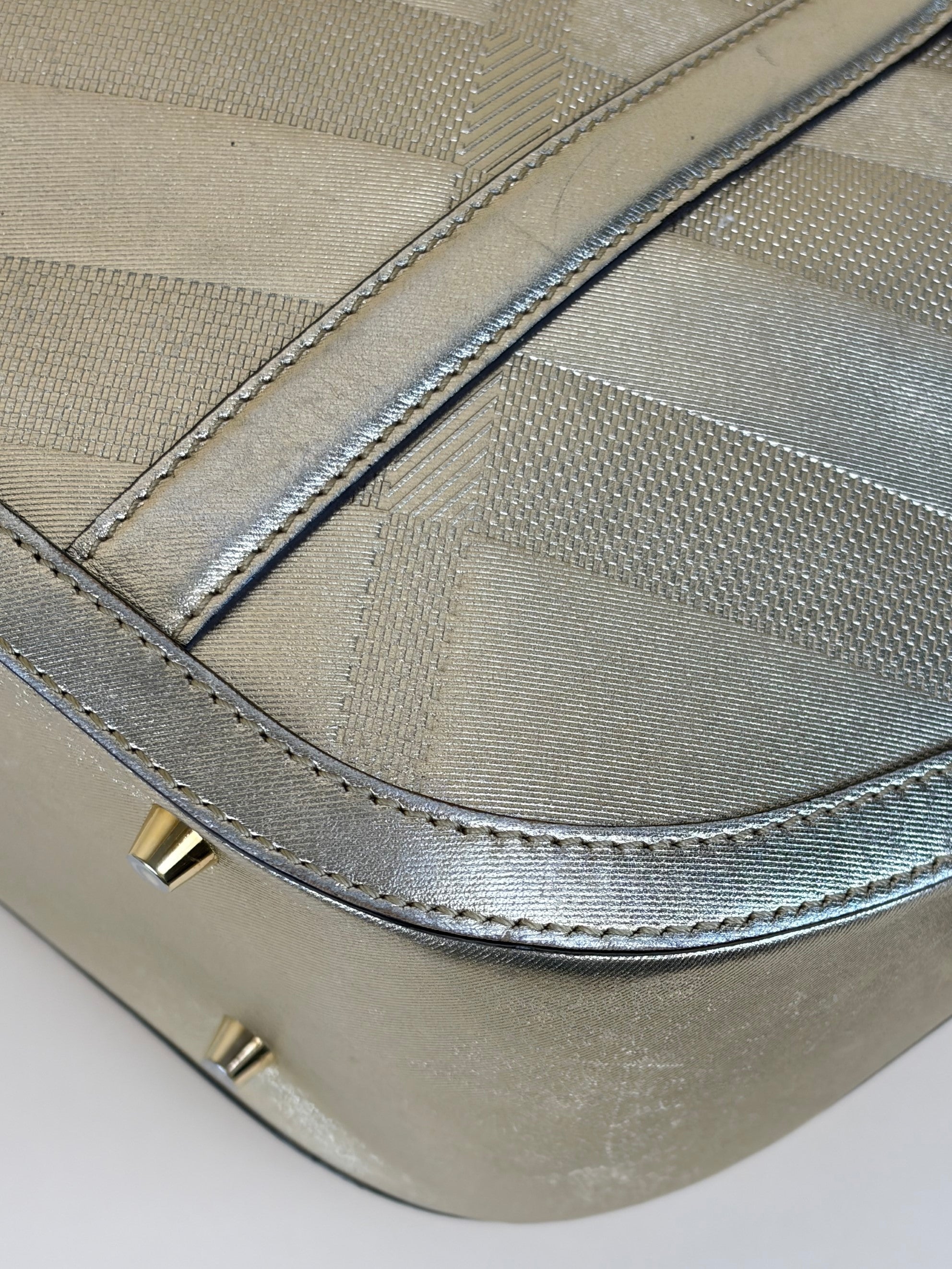 Burberry orchard bowling bag gold metallic top handle