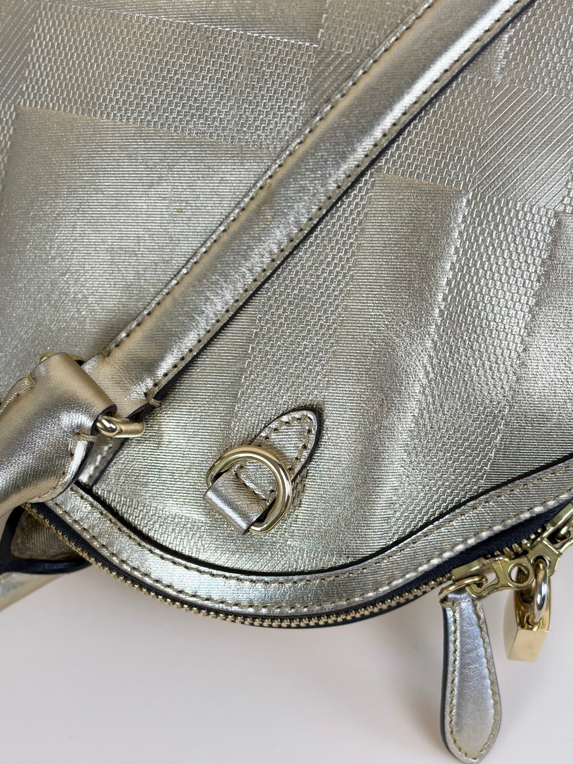 Burberry orchard bowling bag gold metallic top handle