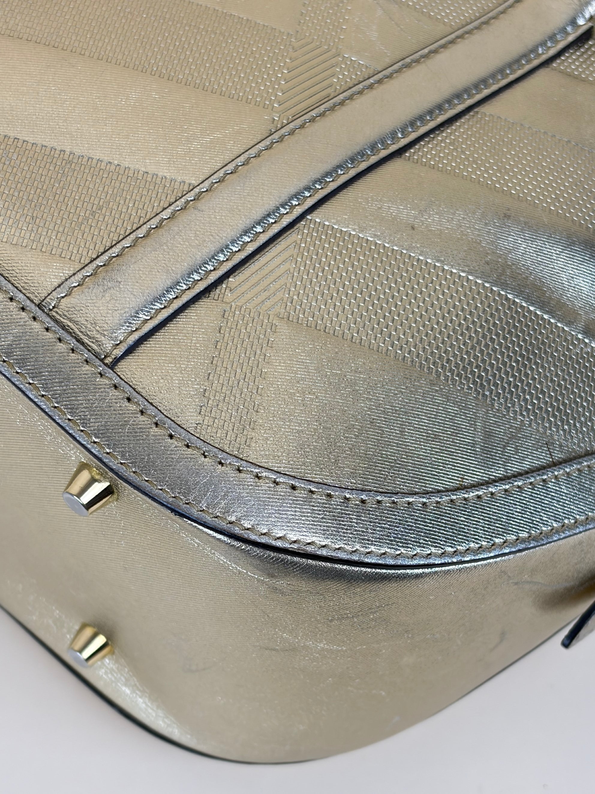 Burberry orchard bowling bag gold metallic top handle
