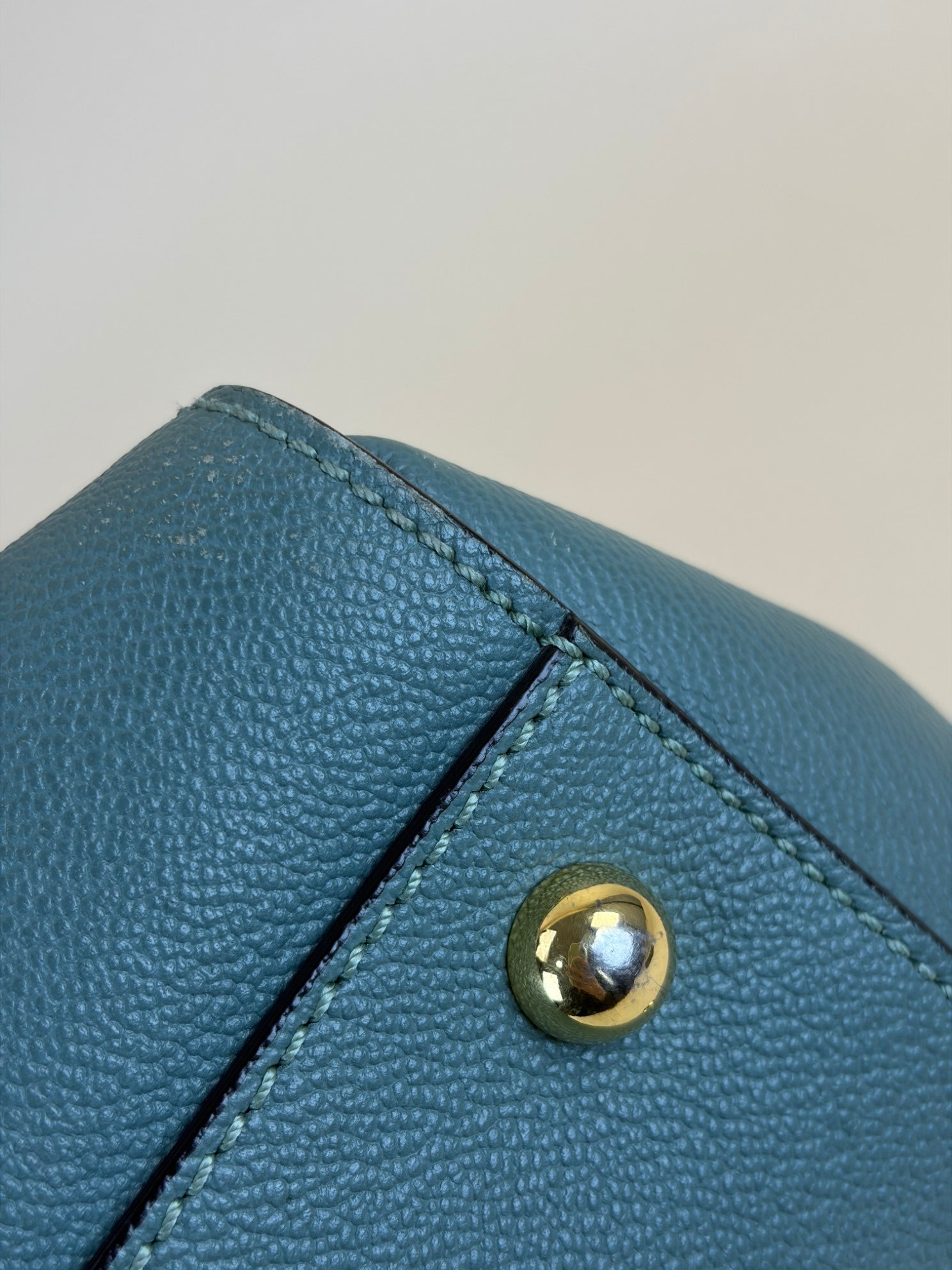 Burberry grained leather green buckle medium tote bag