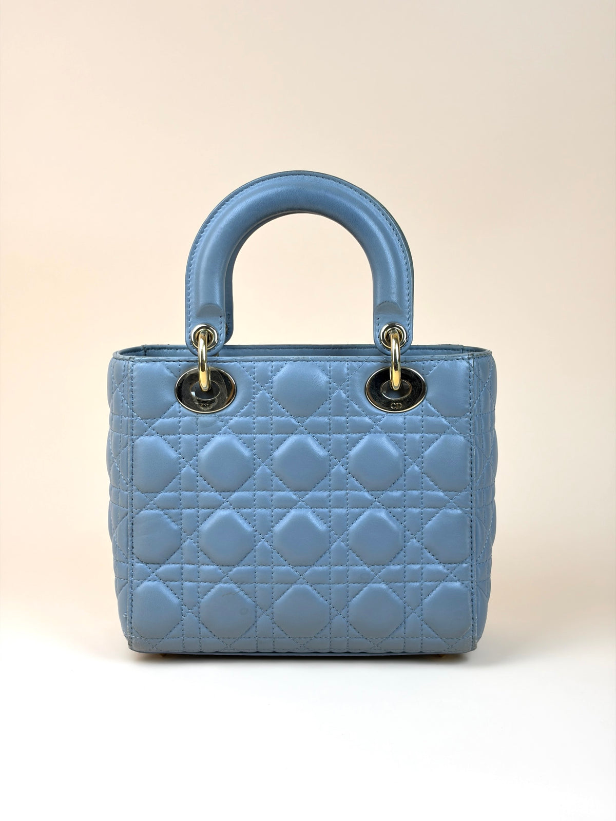 Christian Dior grey cannage lambskin small lady dior my abcd