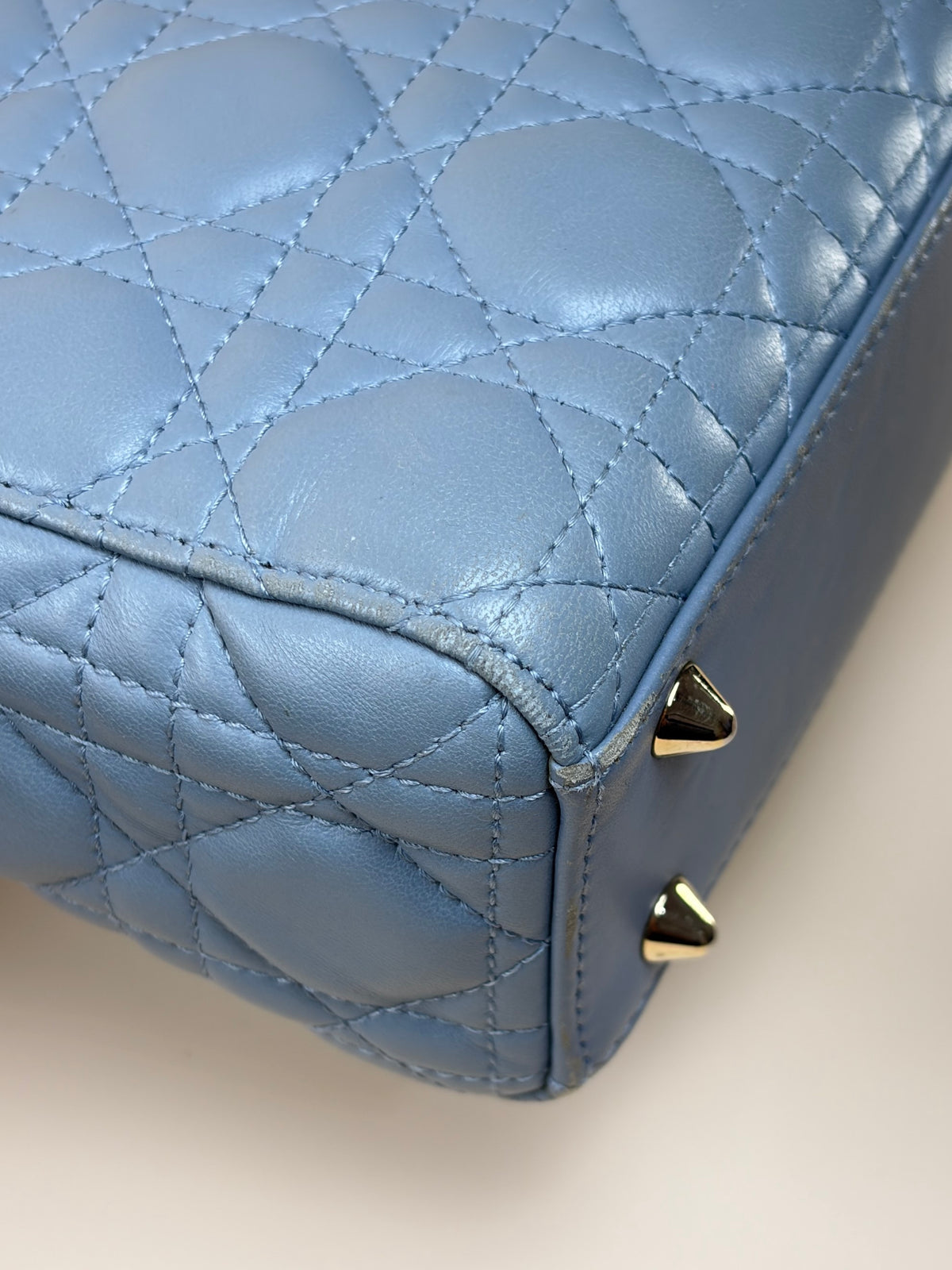 Christian Dior grey cannage lambskin small lady dior my abcd